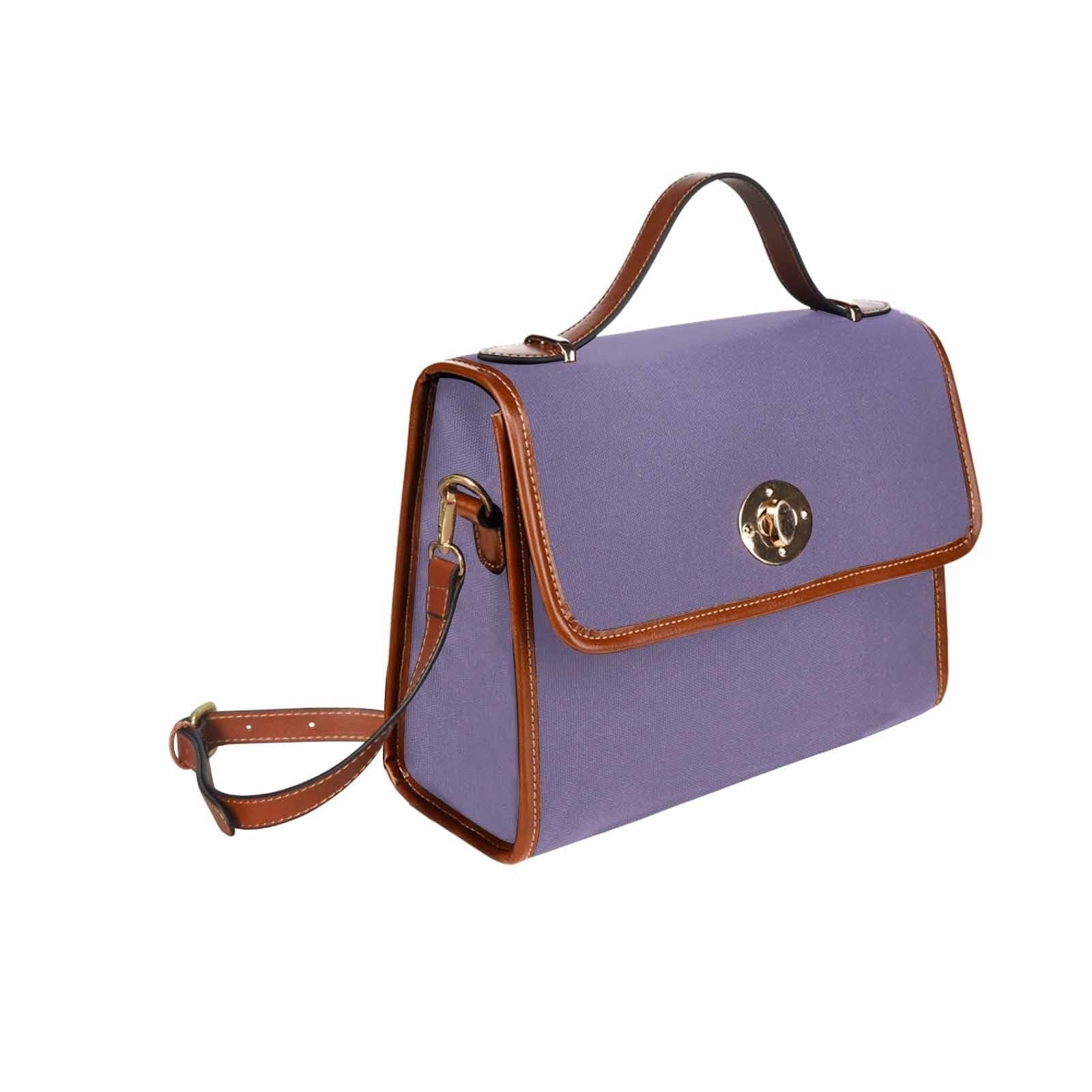 Purple Haze Canvas Bag with brown strap, showcasing its waterproof material and stylish design.