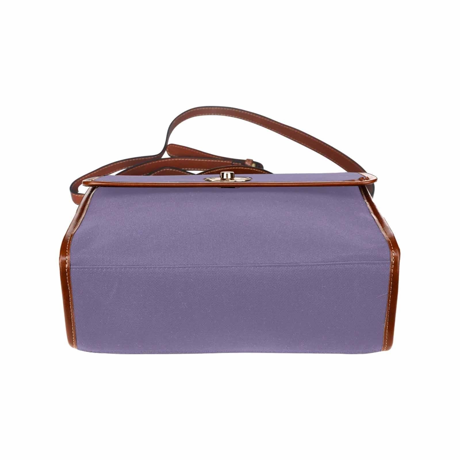 Purple Haze Canvas Bag with brown strap, showcasing its waterproof material and stylish design.