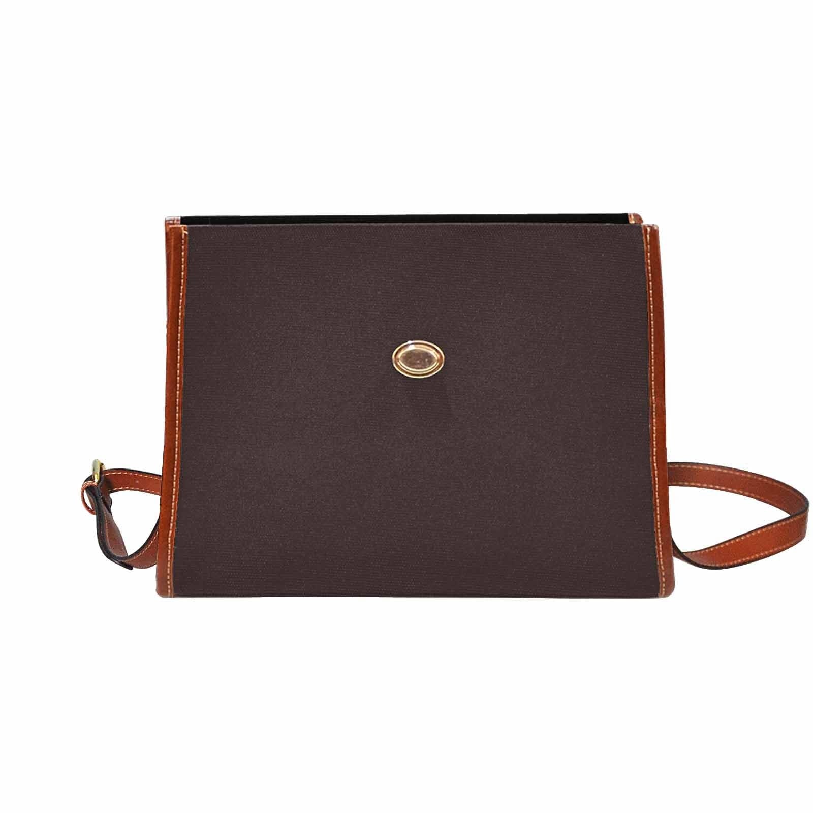 Canvas Handbag in Carafe Brown with brown crossbody strap, showcasing its stylish design and durable material.