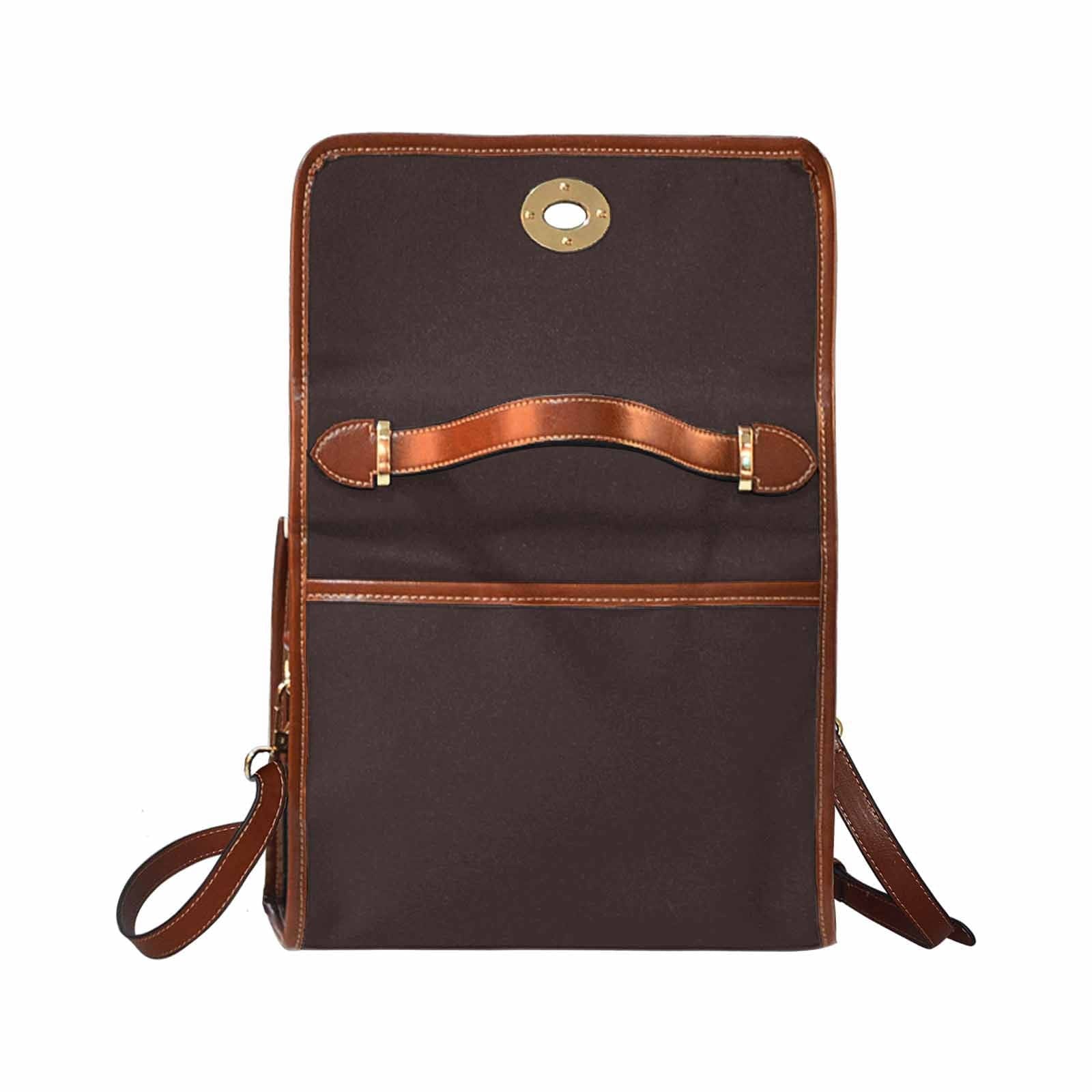 Canvas Handbag in Carafe Brown with brown crossbody strap, showcasing its stylish design and durable material.