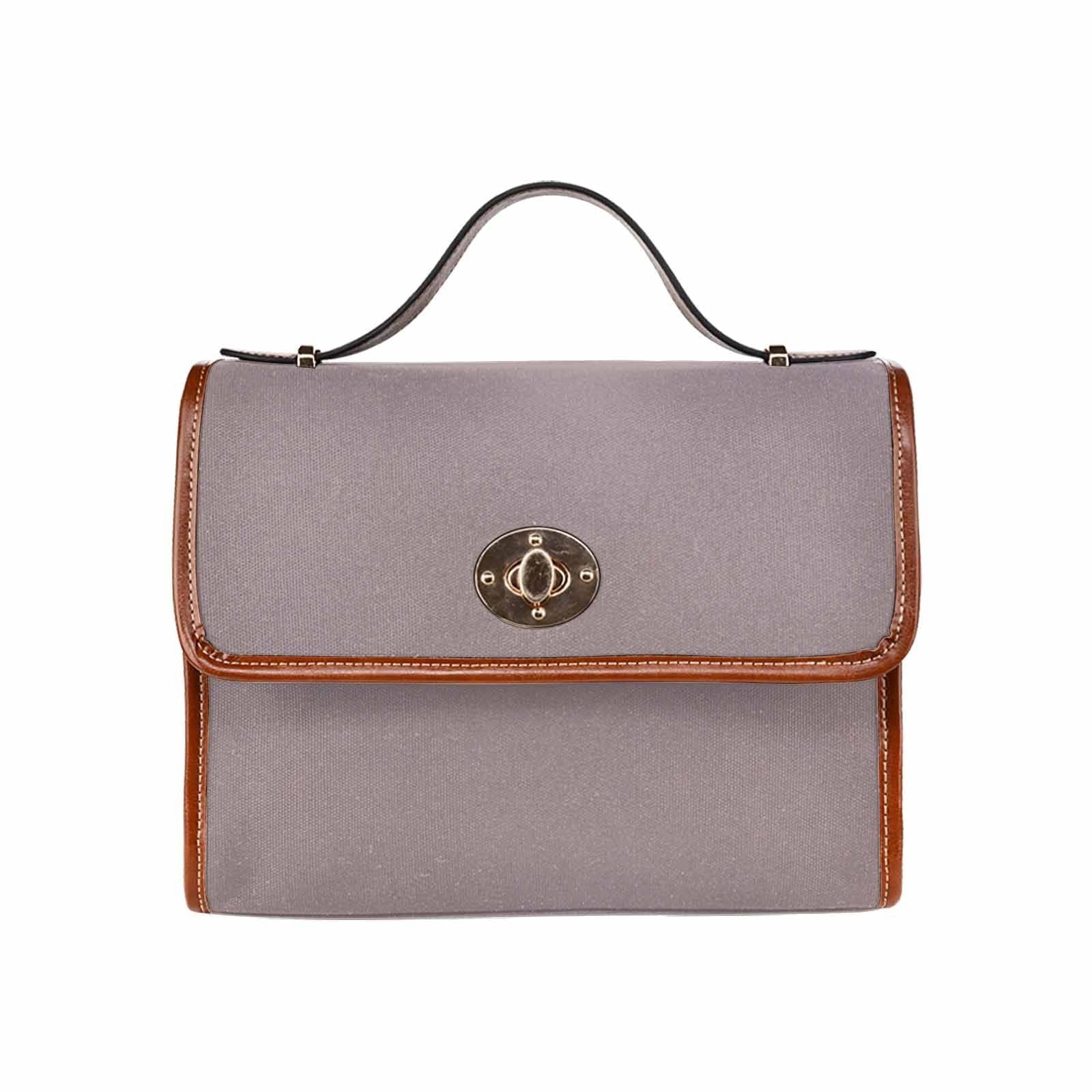 Canvas Handbag in Coffee Brown with brown crossbody strap, showcasing its waterproof material and stylish design.