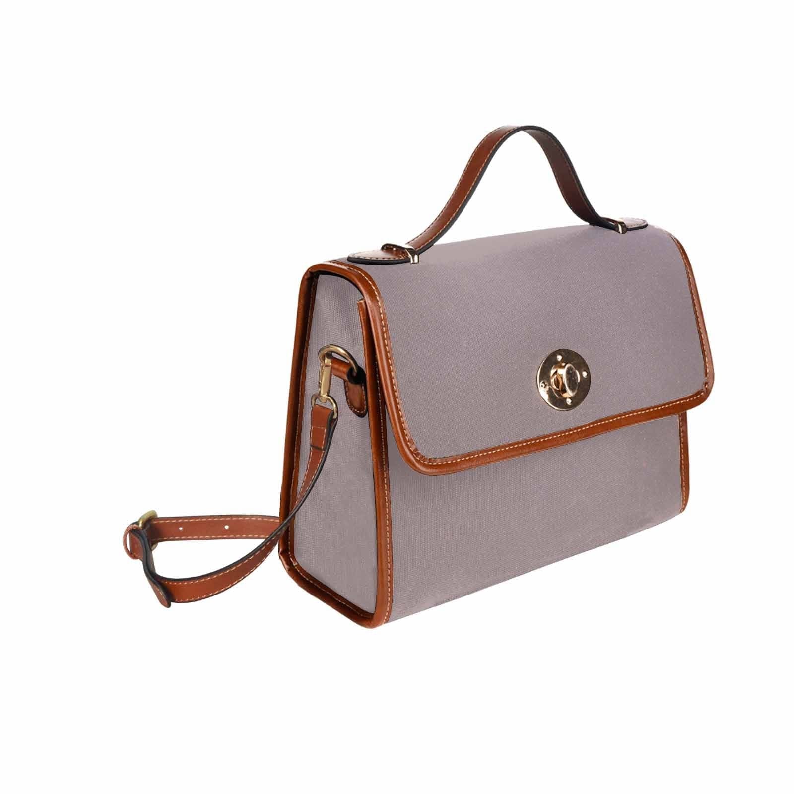 Canvas Handbag in Coffee Brown with brown crossbody strap, showcasing its waterproof material and stylish design.