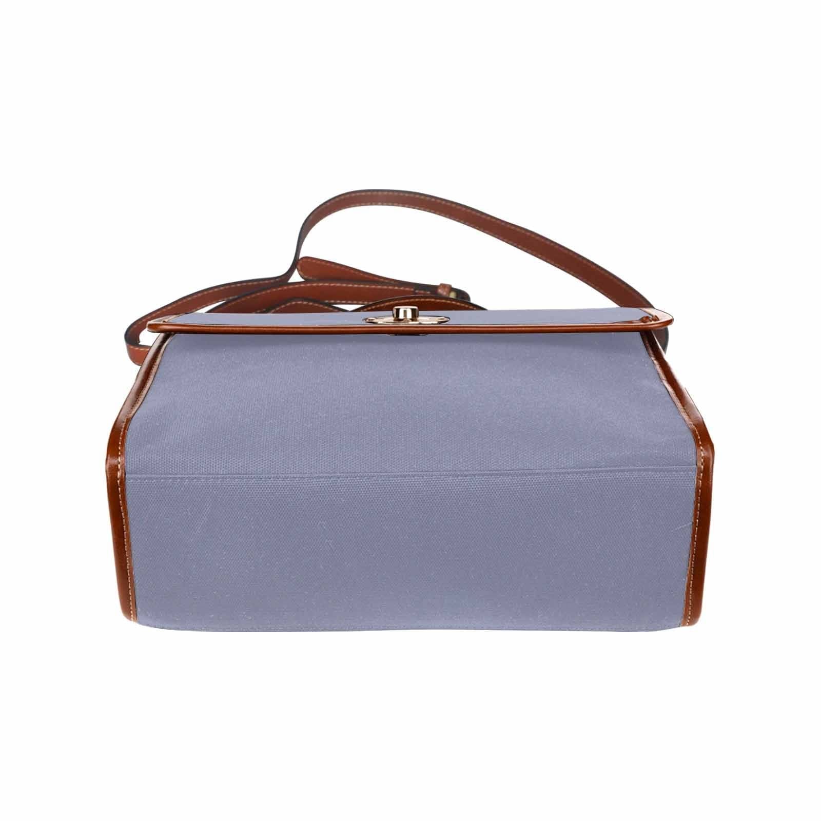 Cool Gray Canvas Handbag with Brown Crossbody Strap, showcasing its waterproof material and stylish design.