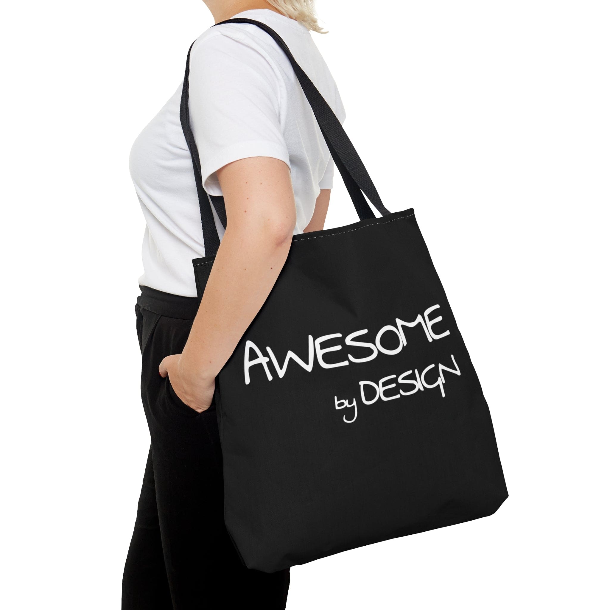 Canvas Tote Bag Awesome by Design featuring a unique white print and black cotton handles, perfect for everyday use.