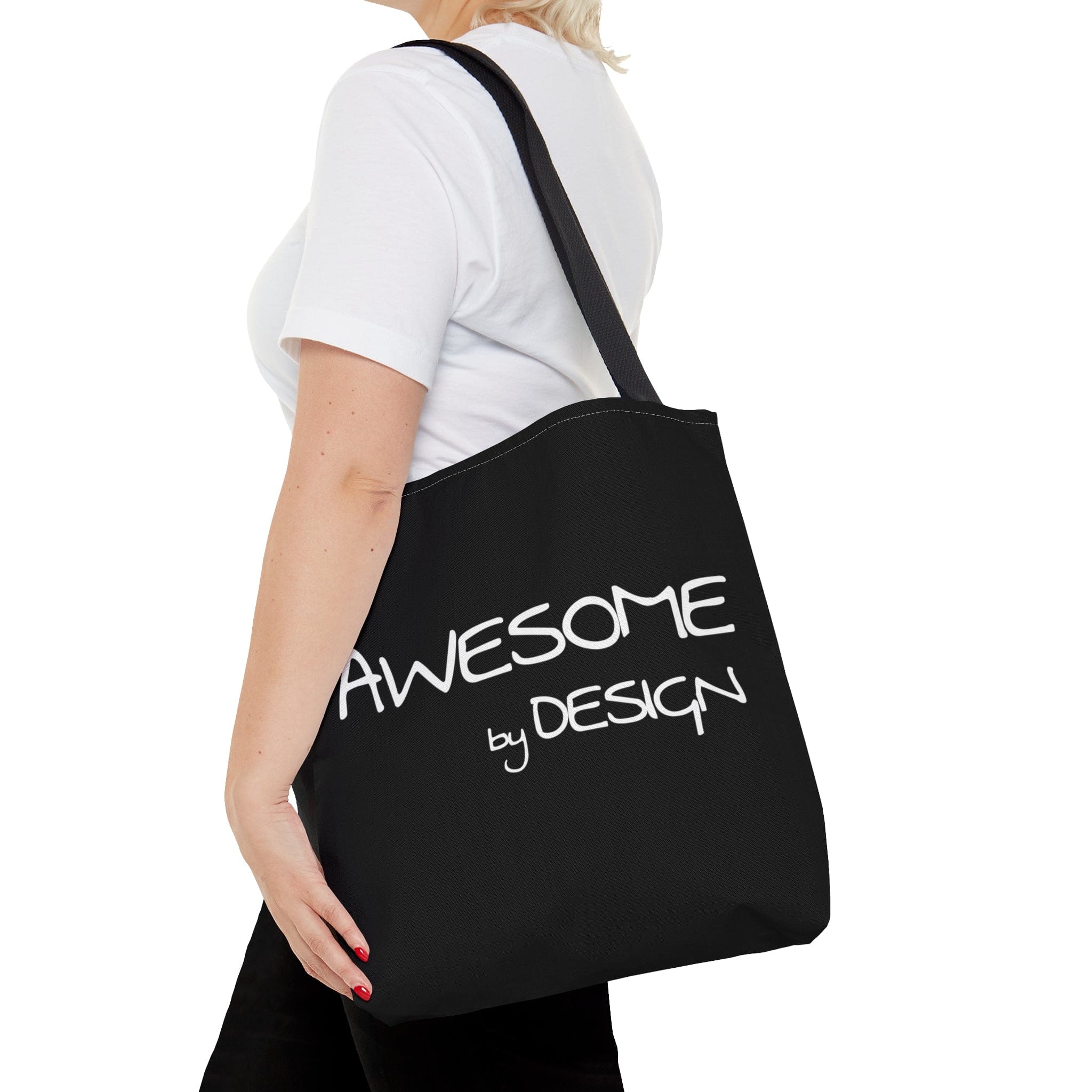 Canvas Tote Bag Awesome by Design featuring a unique white print and black cotton handles, perfect for everyday use.