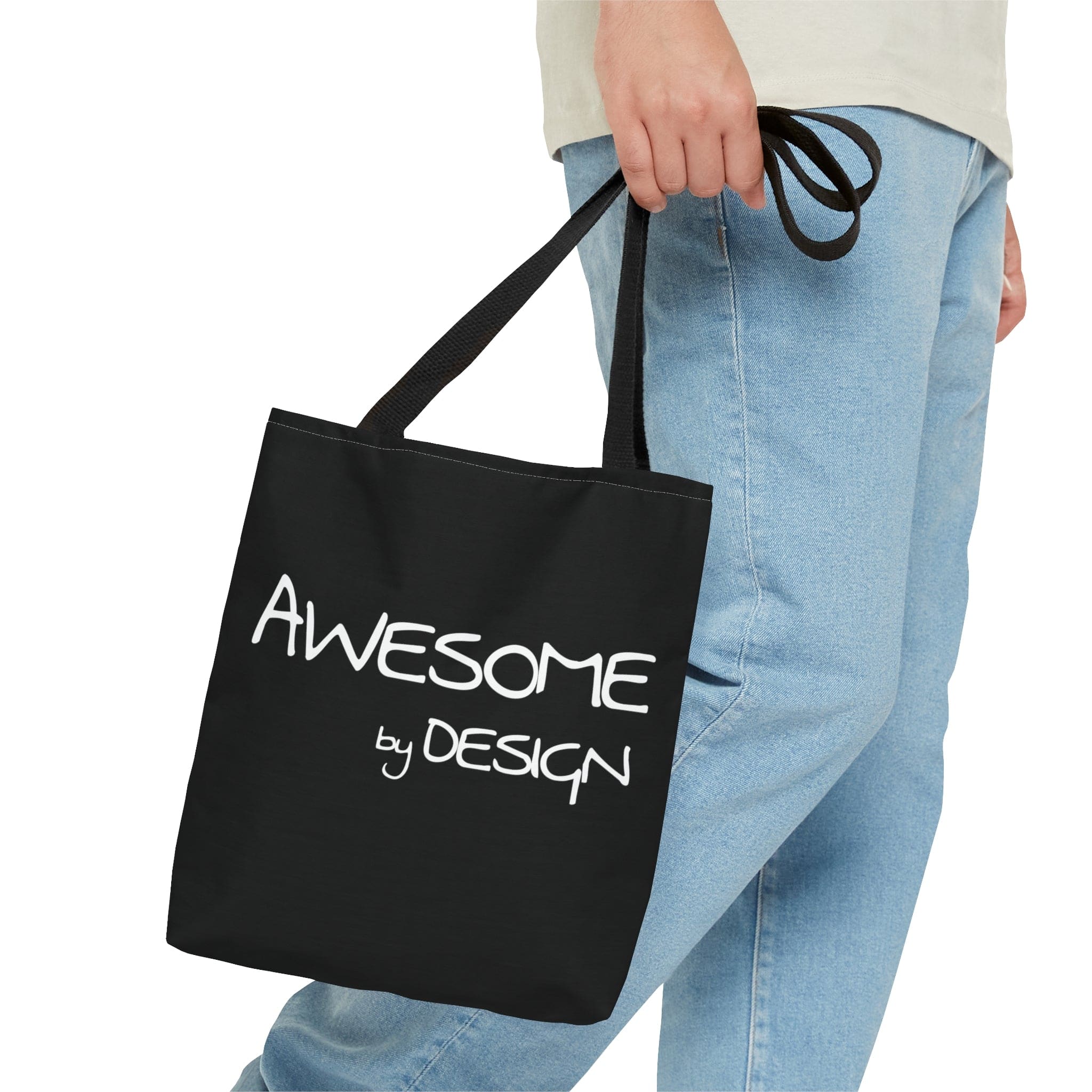 Canvas Tote Bag Awesome by Design featuring a unique white print and black cotton handles, perfect for everyday use.