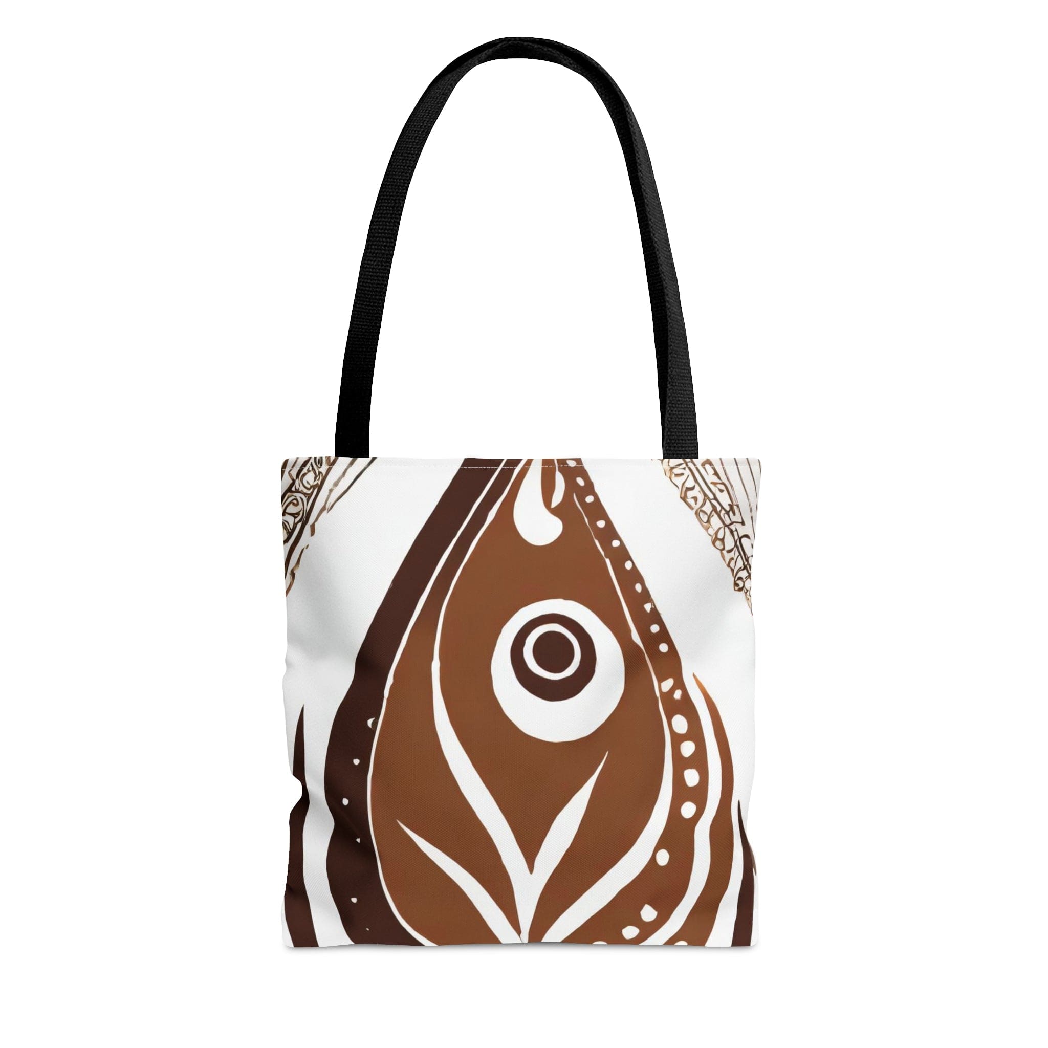 Floral brown line art print canvas tote bag with black cotton handles, showcasing a unique design for personal expression.