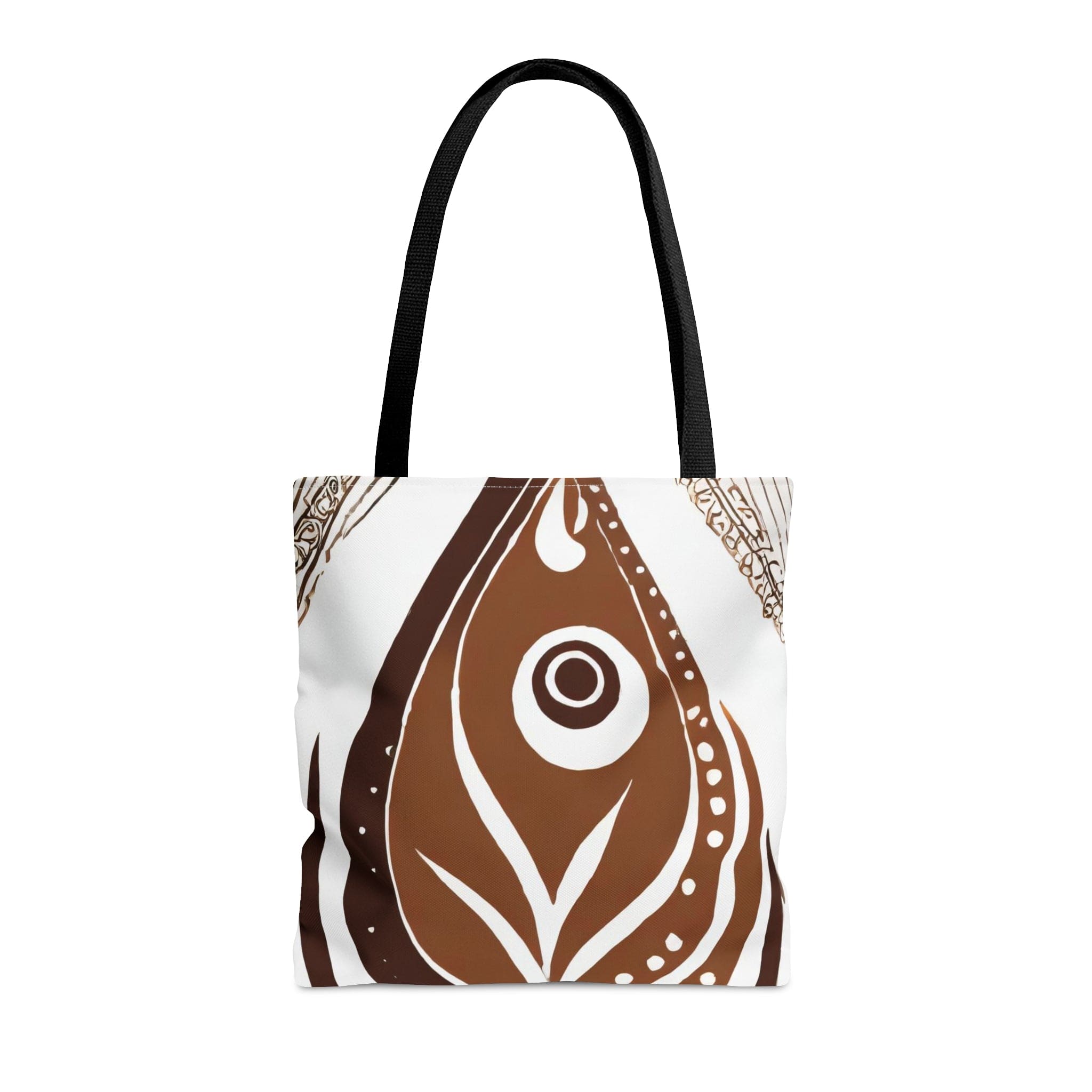 Floral brown line art print canvas tote bag with black cotton handles, showcasing a unique design for personal expression.