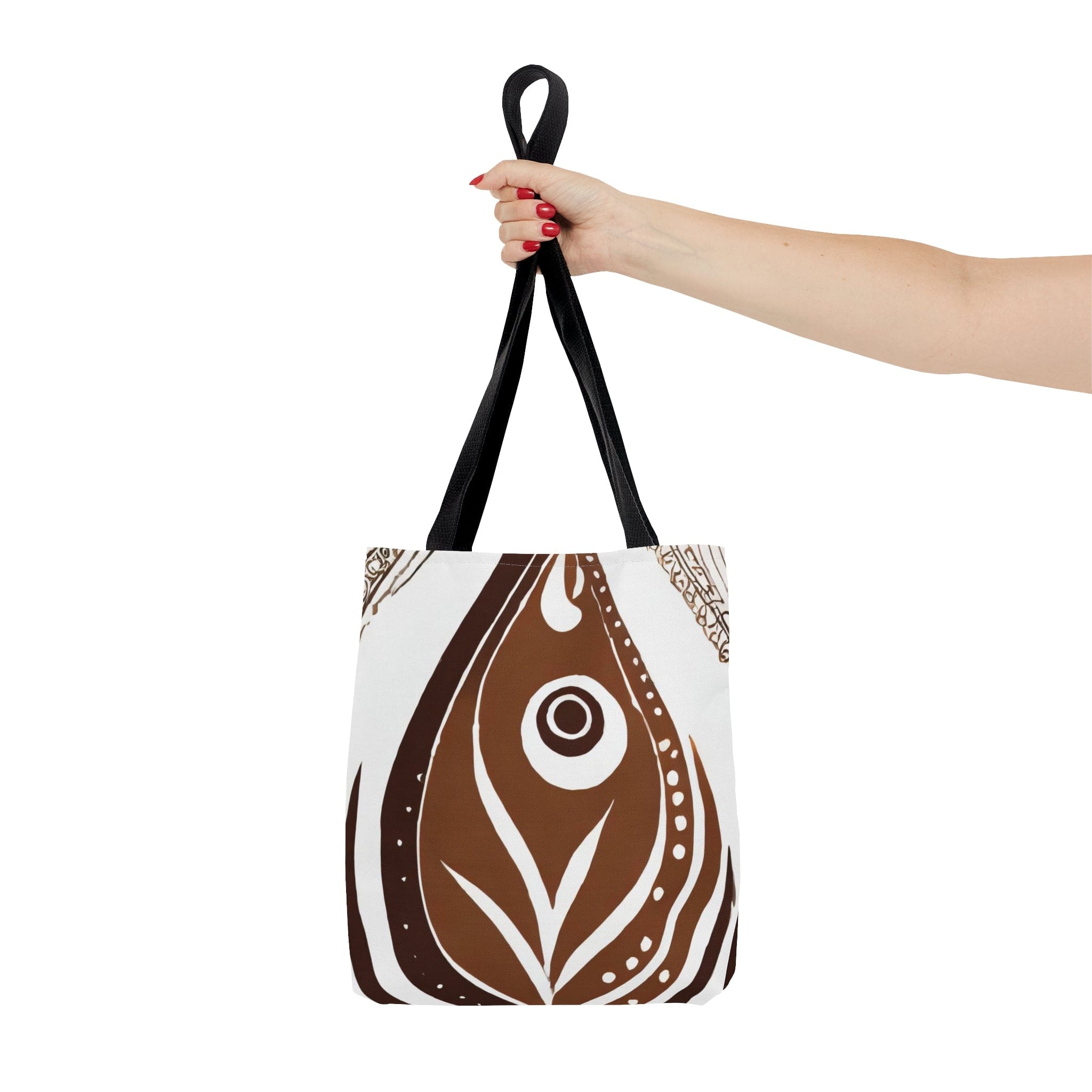 Floral brown line art print canvas tote bag with black cotton handles, showcasing a unique design for personal expression.