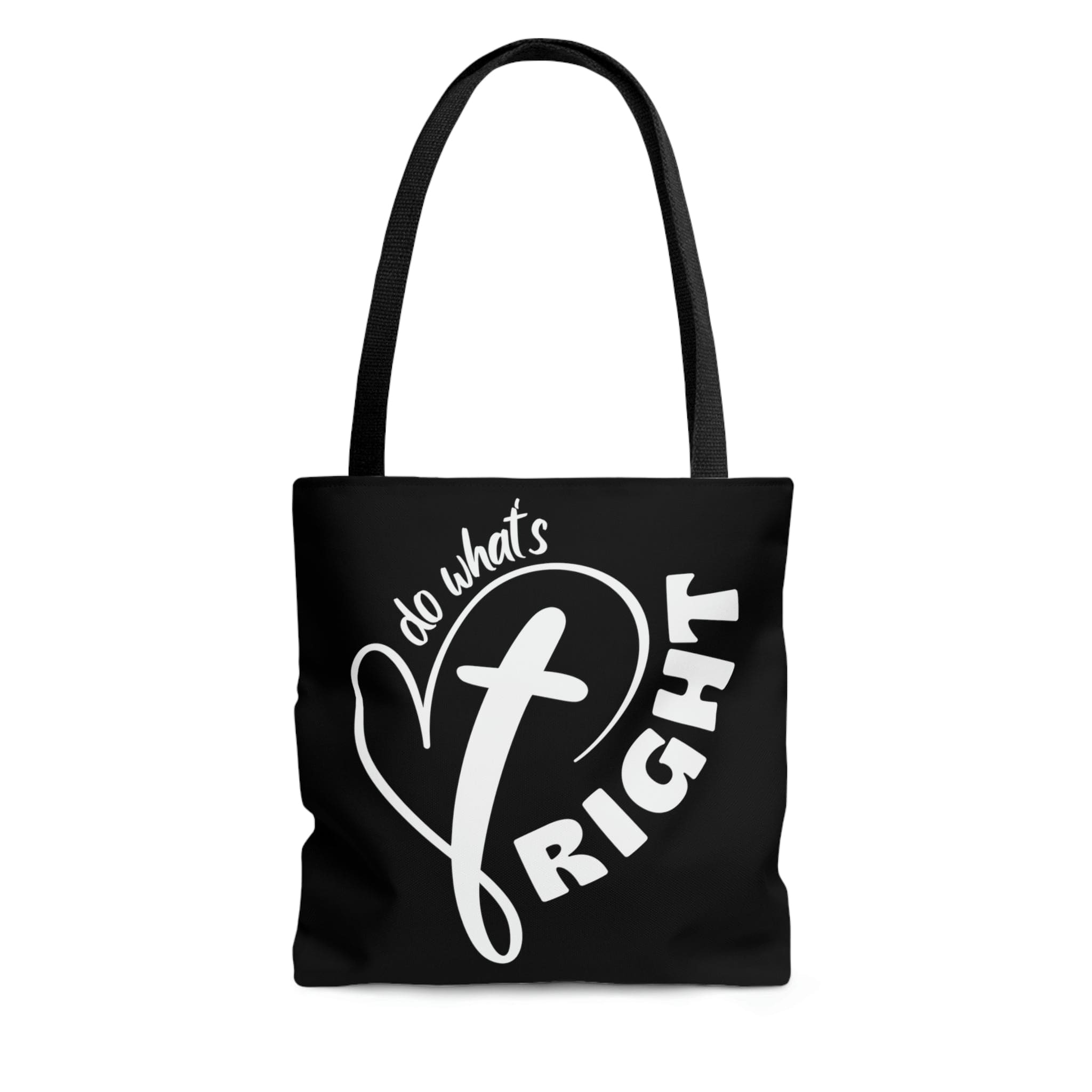 Stylish Canvas Tote Bag with black cotton handles and boxed corners, featuring a motivational design.