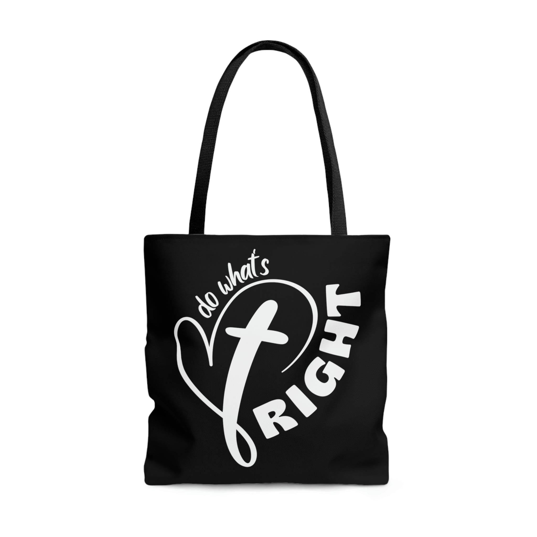 Stylish Canvas Tote Bag with black cotton handles and boxed corners, featuring a motivational design.