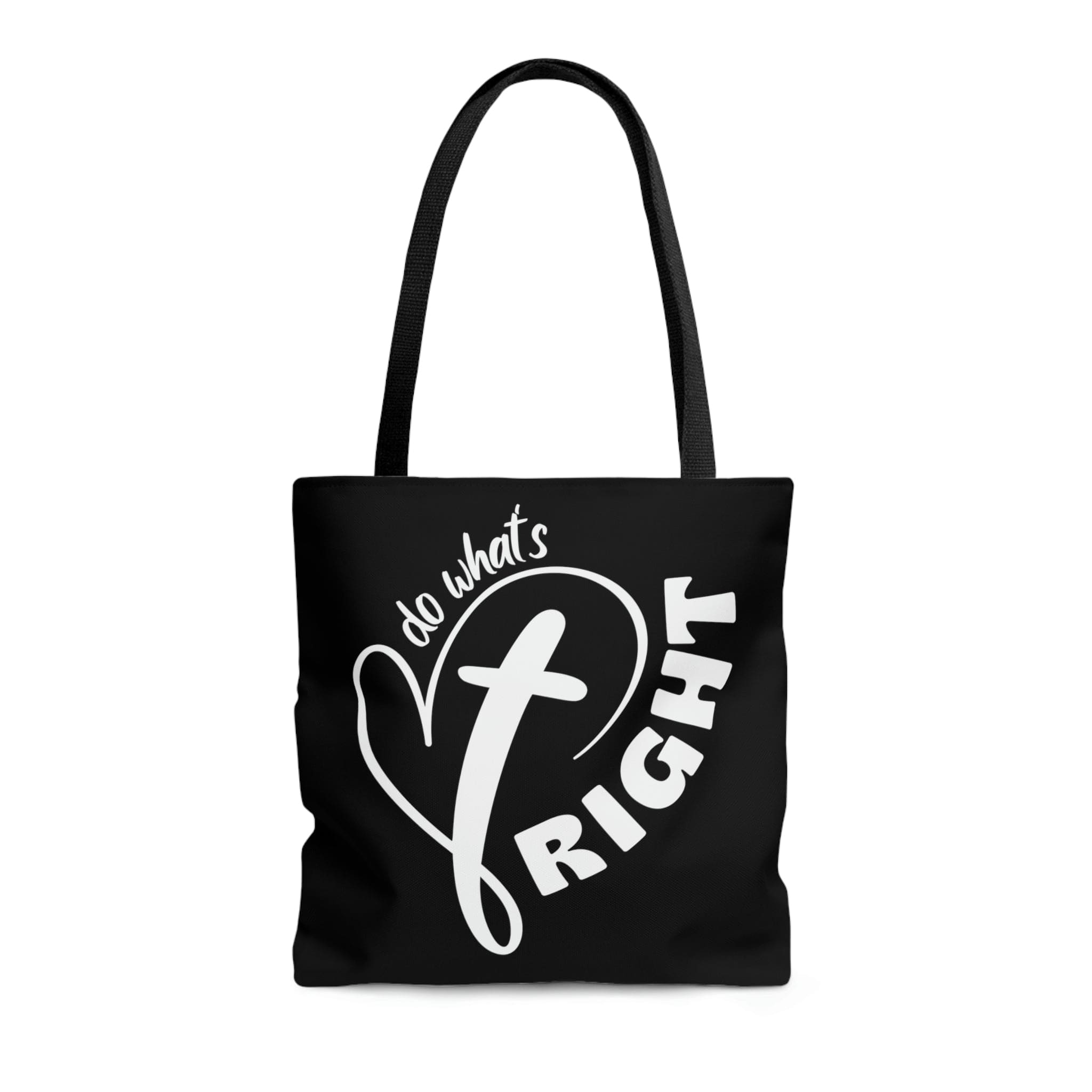 Stylish Canvas Tote Bag with black cotton handles and boxed corners, featuring a motivational design.