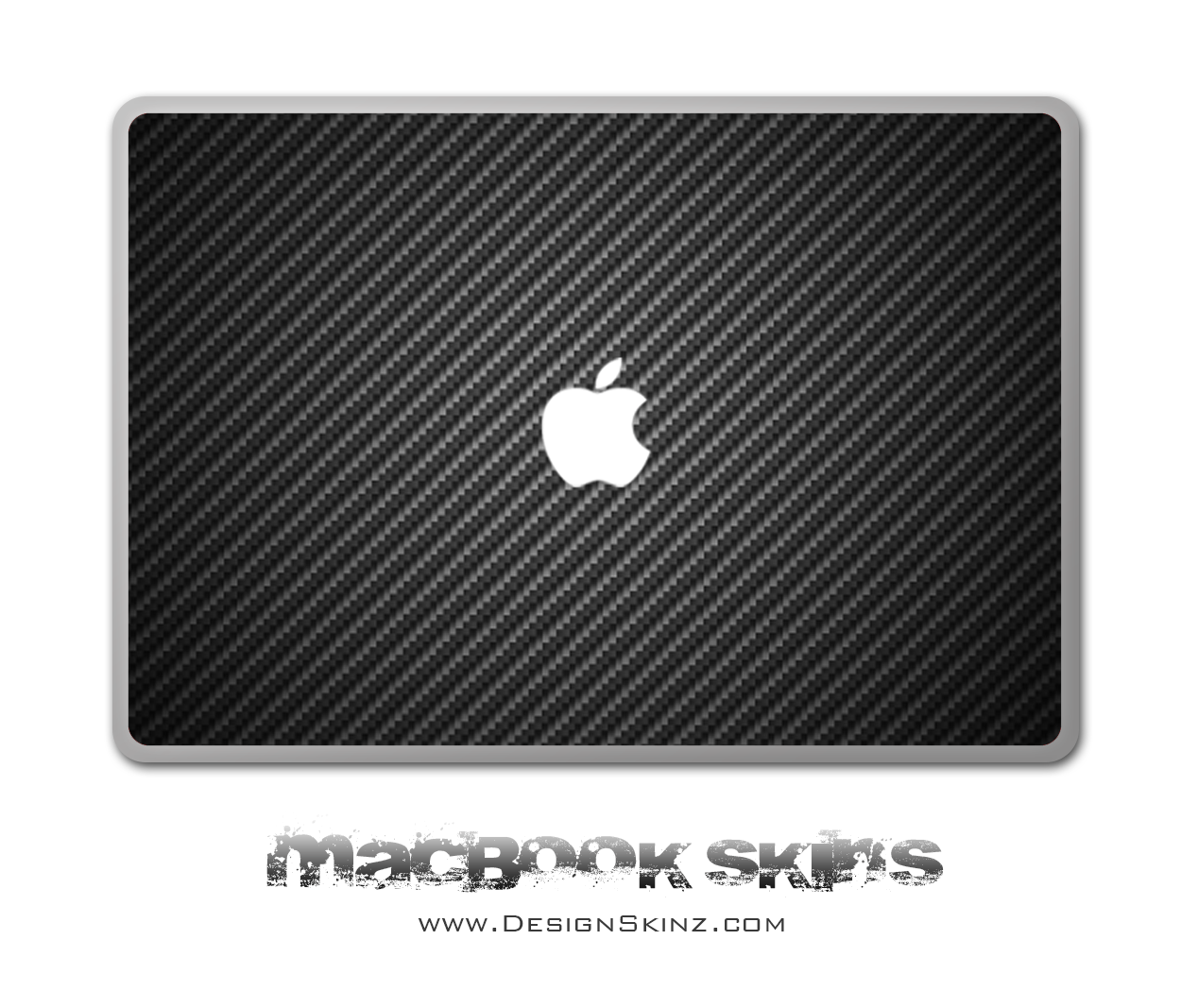 Carbon Fiber MacBook Skin designed for 11", 13", and 15" models, featuring a sleek finish and Apple logo cutout.