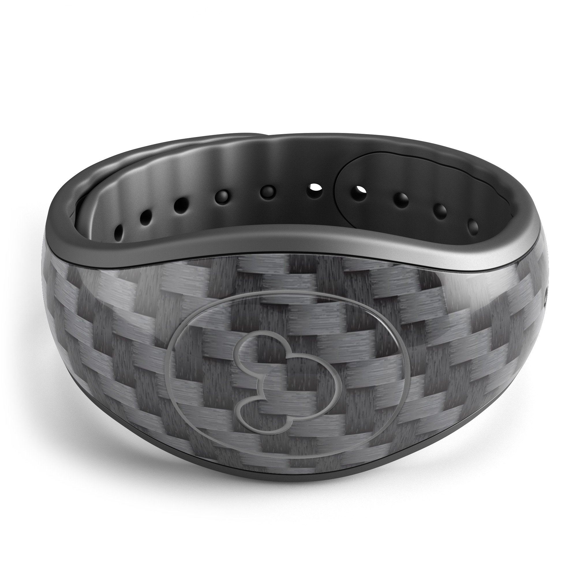 Carbon Fiber Texture Decal Skin Wrap Kit for Disney Magic Band, showcasing a sleek design and high-quality finish.