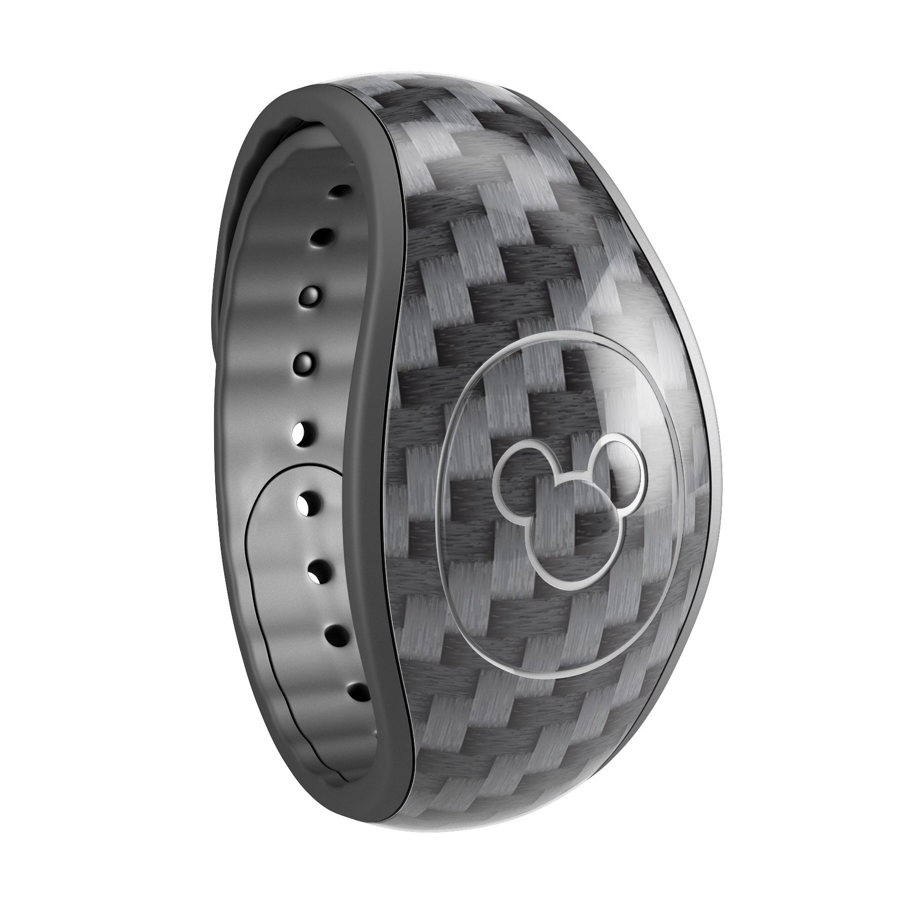 Carbon Fiber Texture Decal Skin Wrap Kit for Disney Magic Band, showcasing a sleek design and high-quality finish.