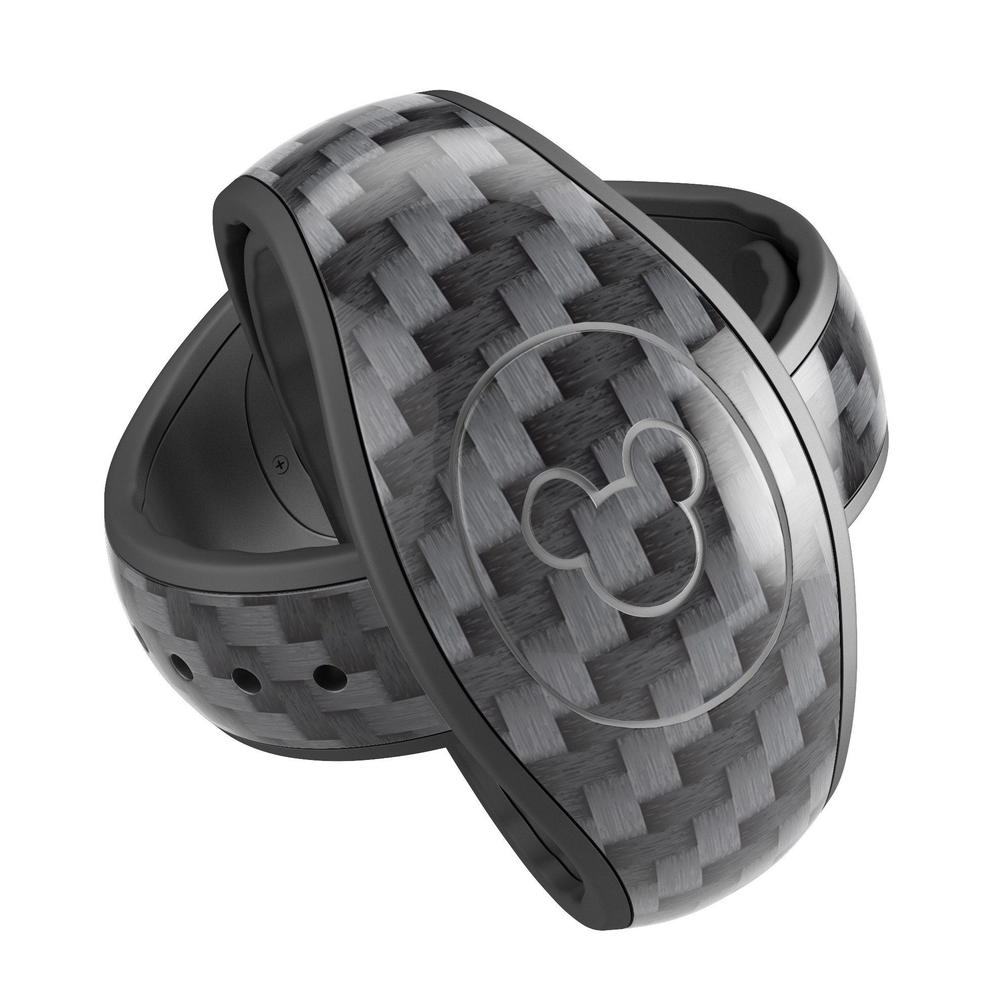 Carbon Fiber Texture Decal Skin Wrap Kit for Disney Magic Band, showcasing a sleek design and high-quality finish.