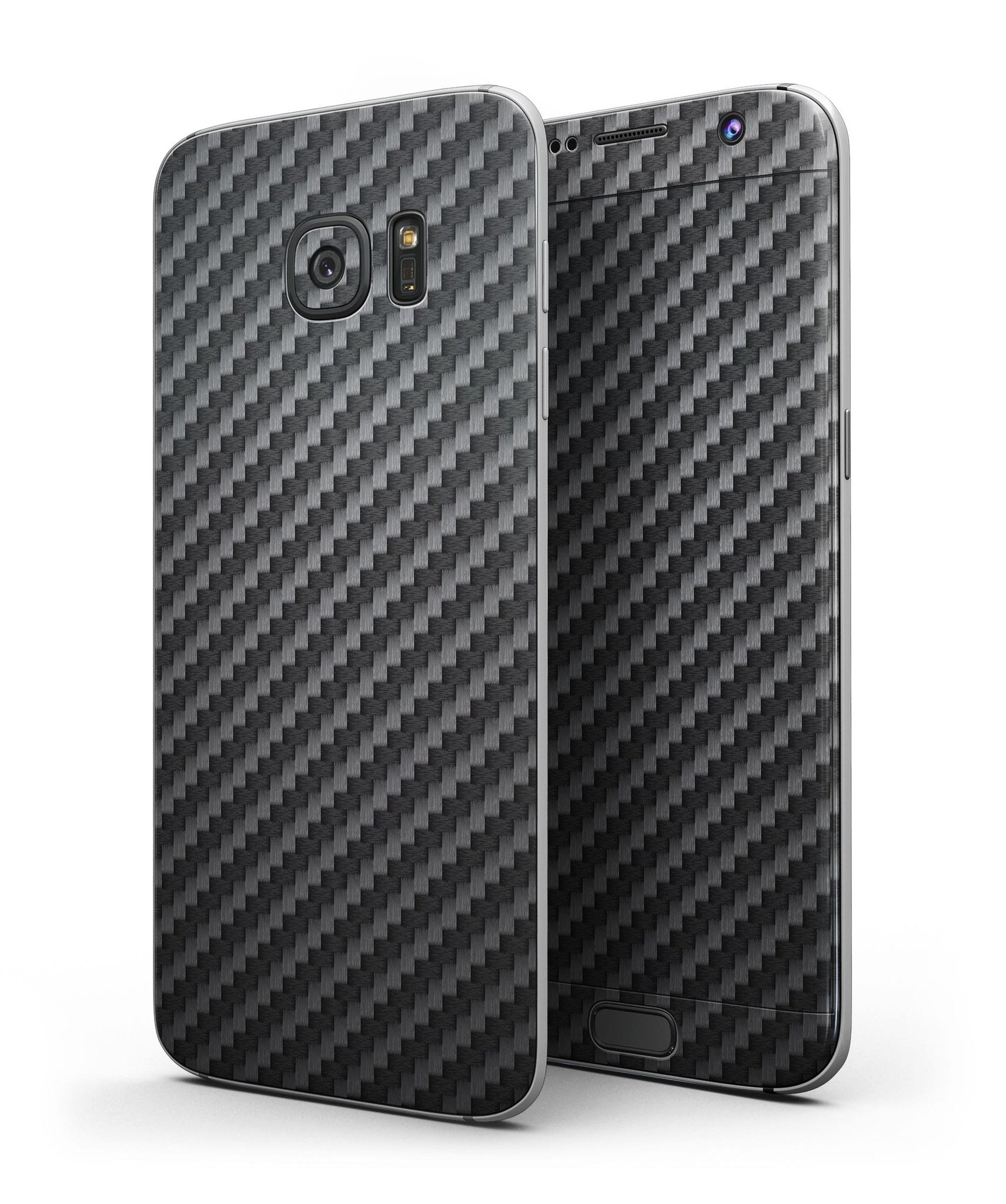 Carbon Fiber Texture Full Body Skin-Kit for Samsung Galaxy S7 and S7 Edge, showcasing sleek design and premium vinyl material.