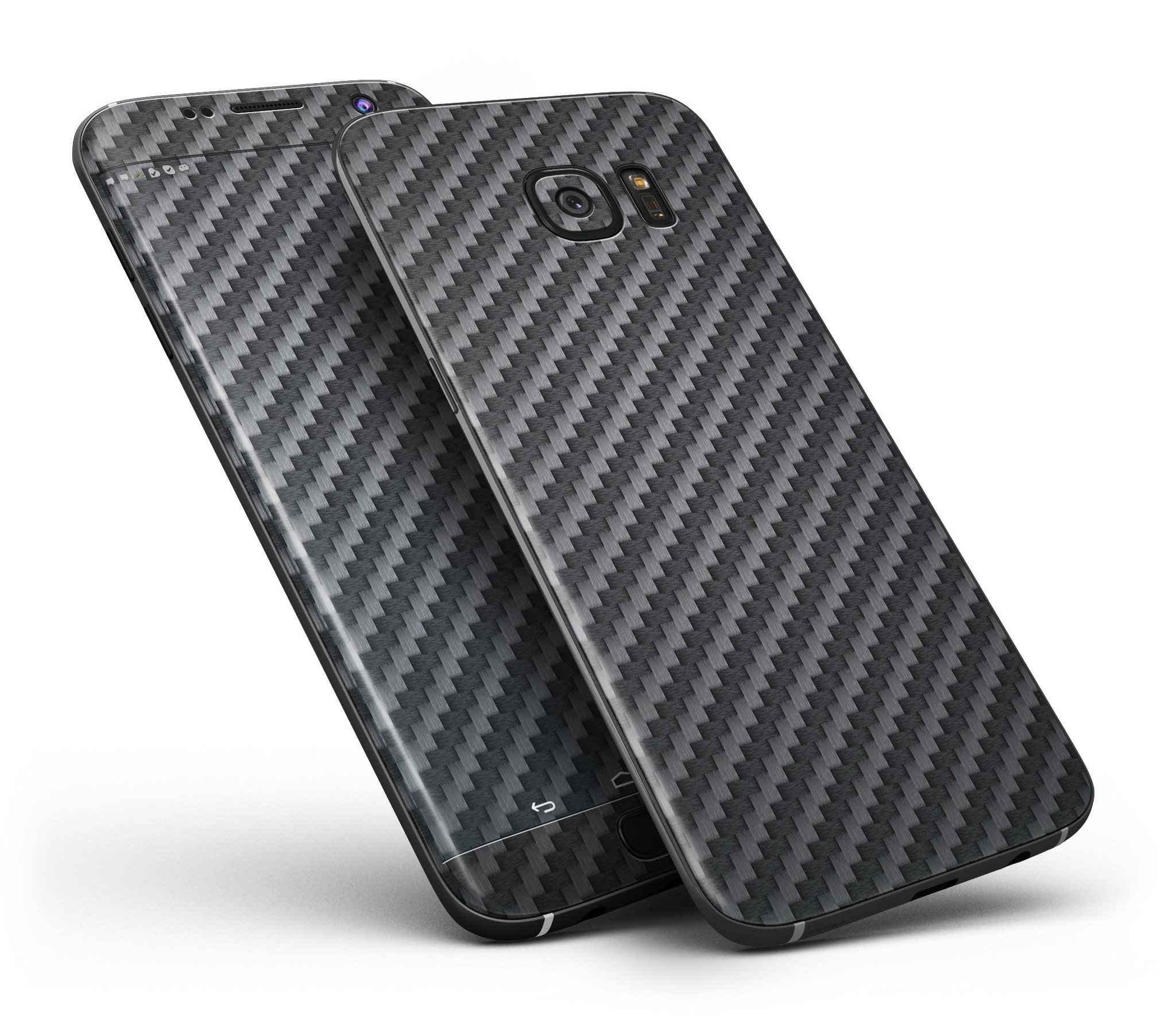 Carbon Fiber Texture Full Body Skin-Kit for Samsung Galaxy S7 and S7 Edge, showcasing sleek design and premium vinyl material.