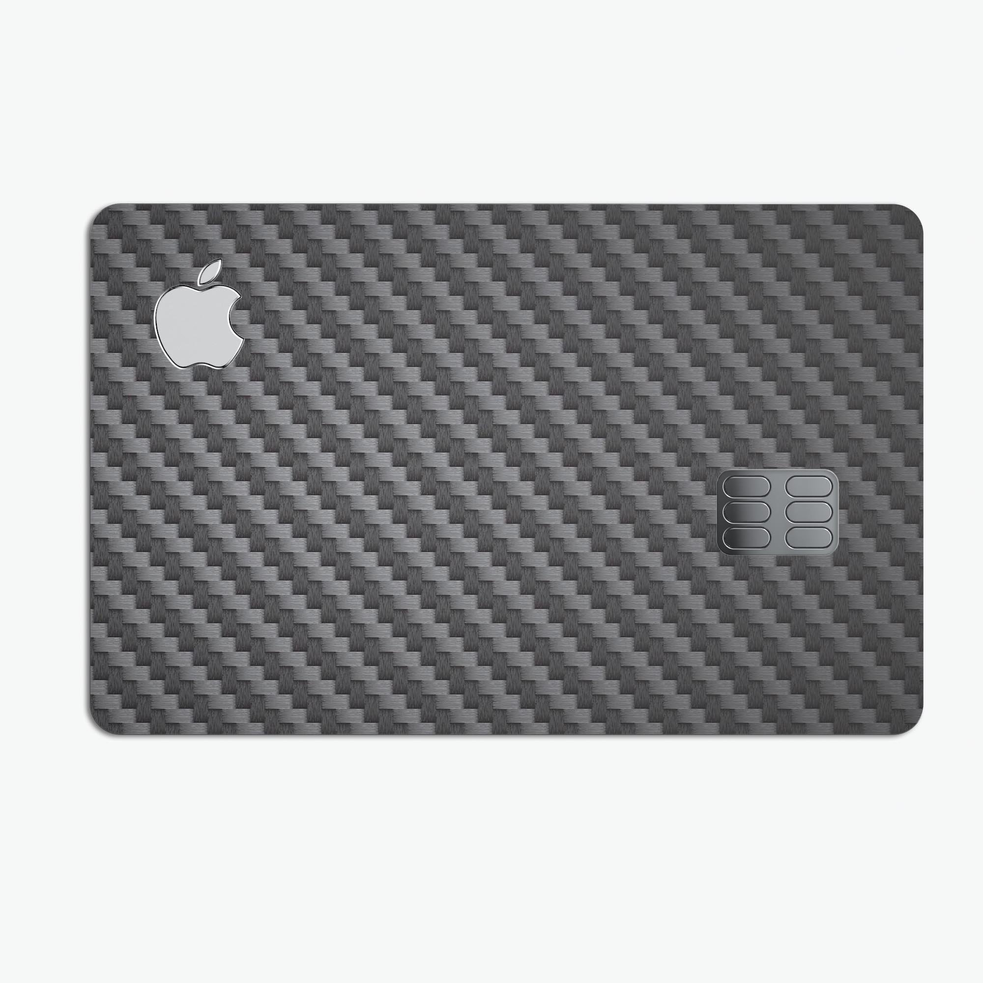 Carbon fiber texture decal skin-kit for Apple Card, showcasing premium vinyl material and sleek design.