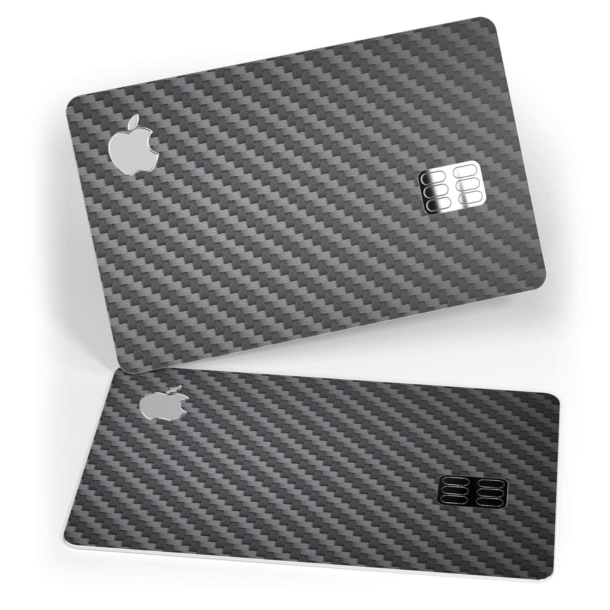 Carbon fiber texture decal skin-kit for Apple Card, showcasing premium vinyl material and sleek design.