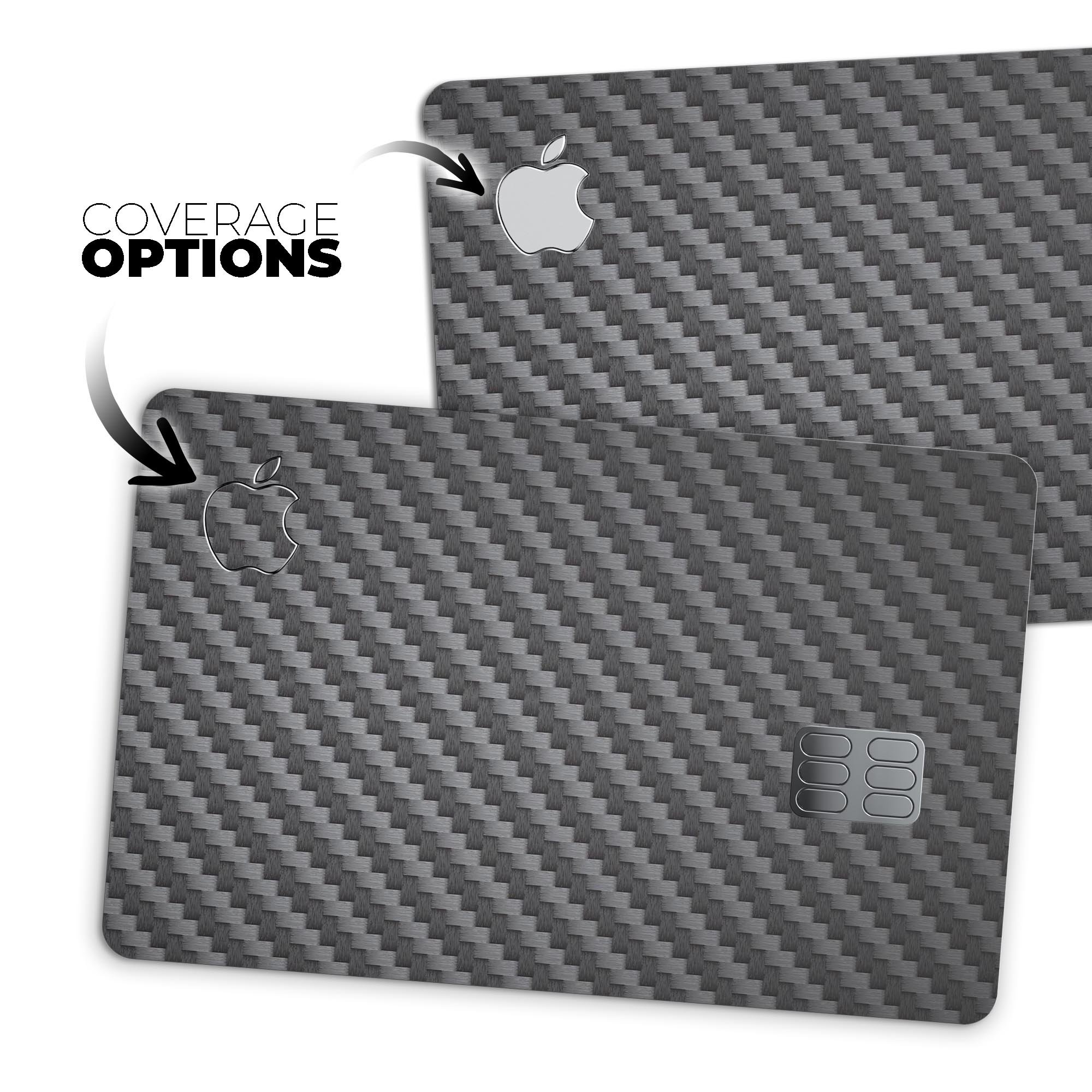 Carbon fiber texture decal skin-kit for Apple Card, showcasing premium vinyl material and sleek design.