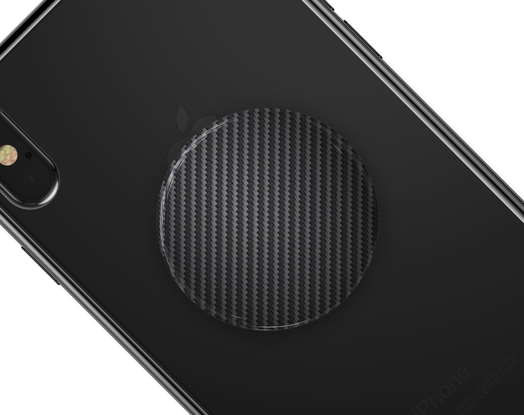 Carbon Fiber Texture Skin Kit for PopSockets, showcasing a sleek design and premium vinyl material.