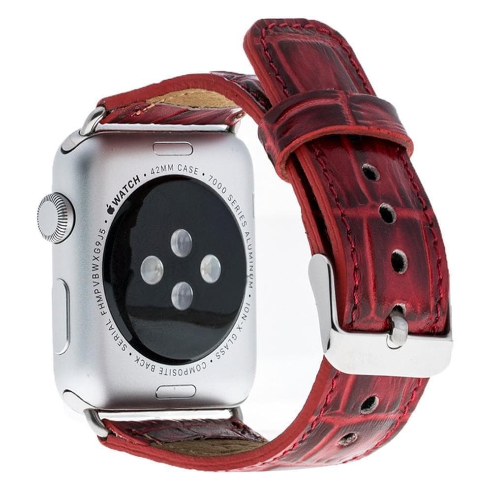 Cardiff Classic Apple Watch Leather Strap in premium full-grain leather with stainless steel buckle, showcasing its elegant design.