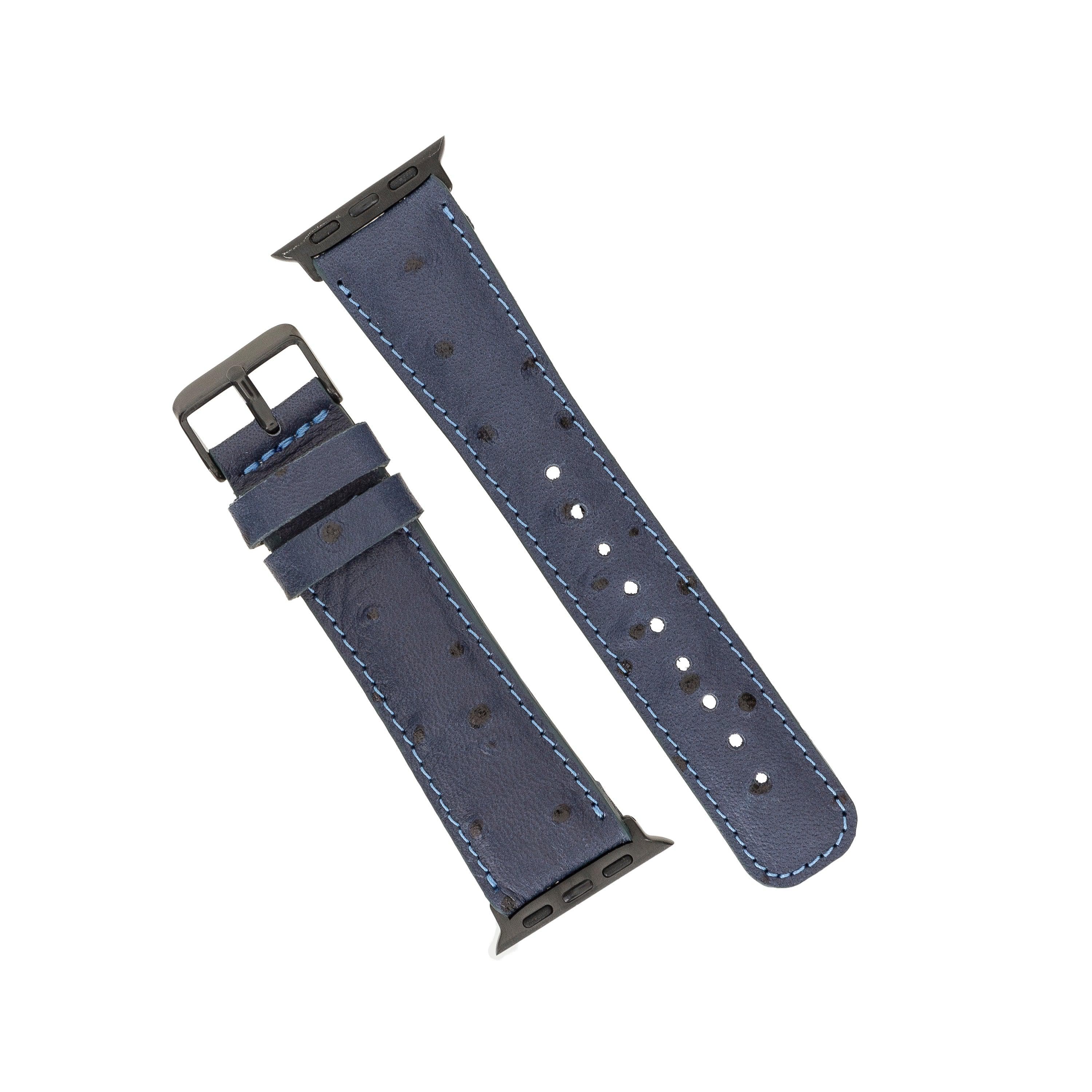 Cardiff Classic Apple Watch Leather Strap in premium full-grain leather with stainless steel buckle, showcasing its elegant design.