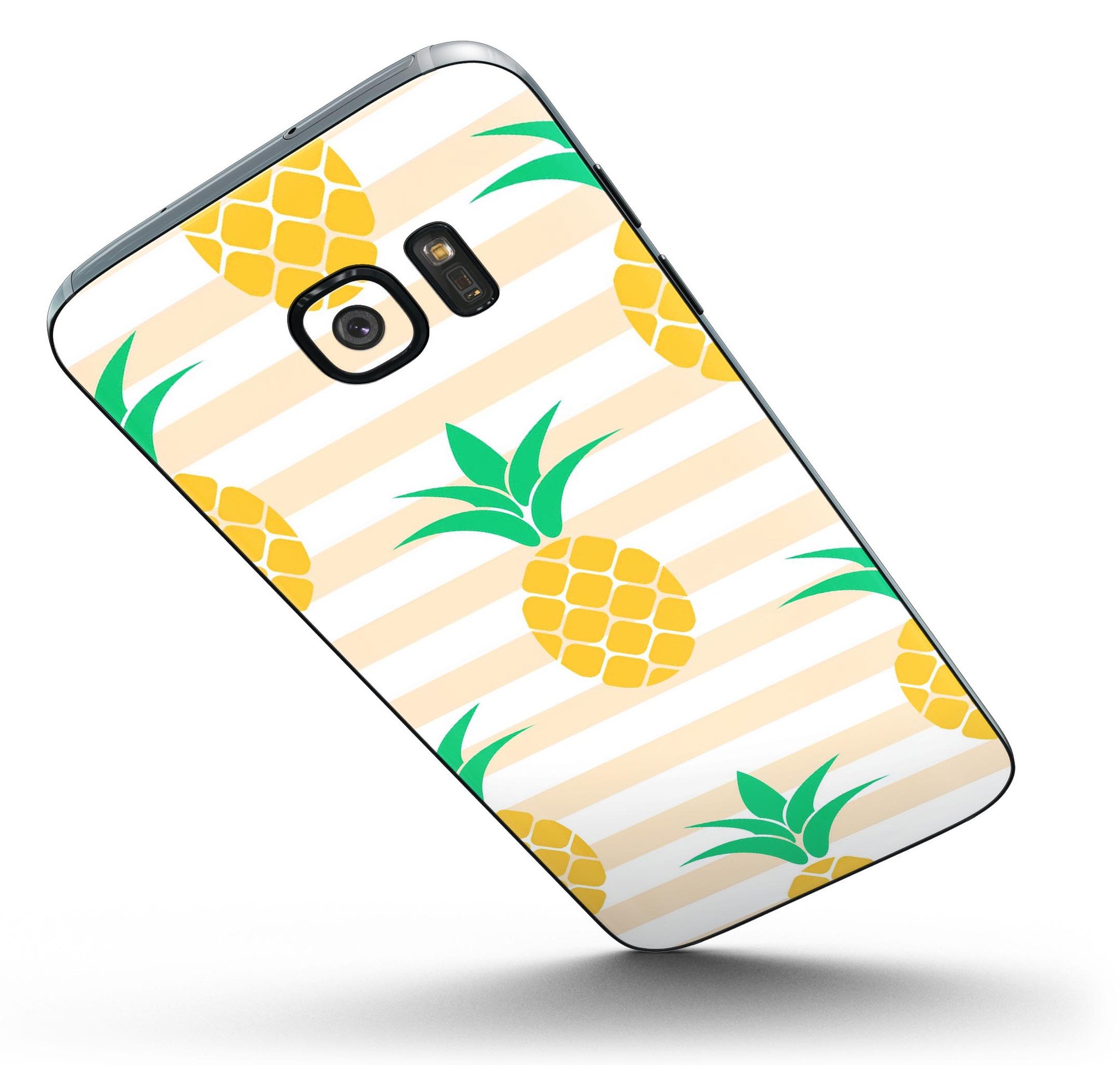 Cartoon Pineapples design skin for Samsung Galaxy S7/S7 Edge, showcasing vibrant colors and stylish stripes.