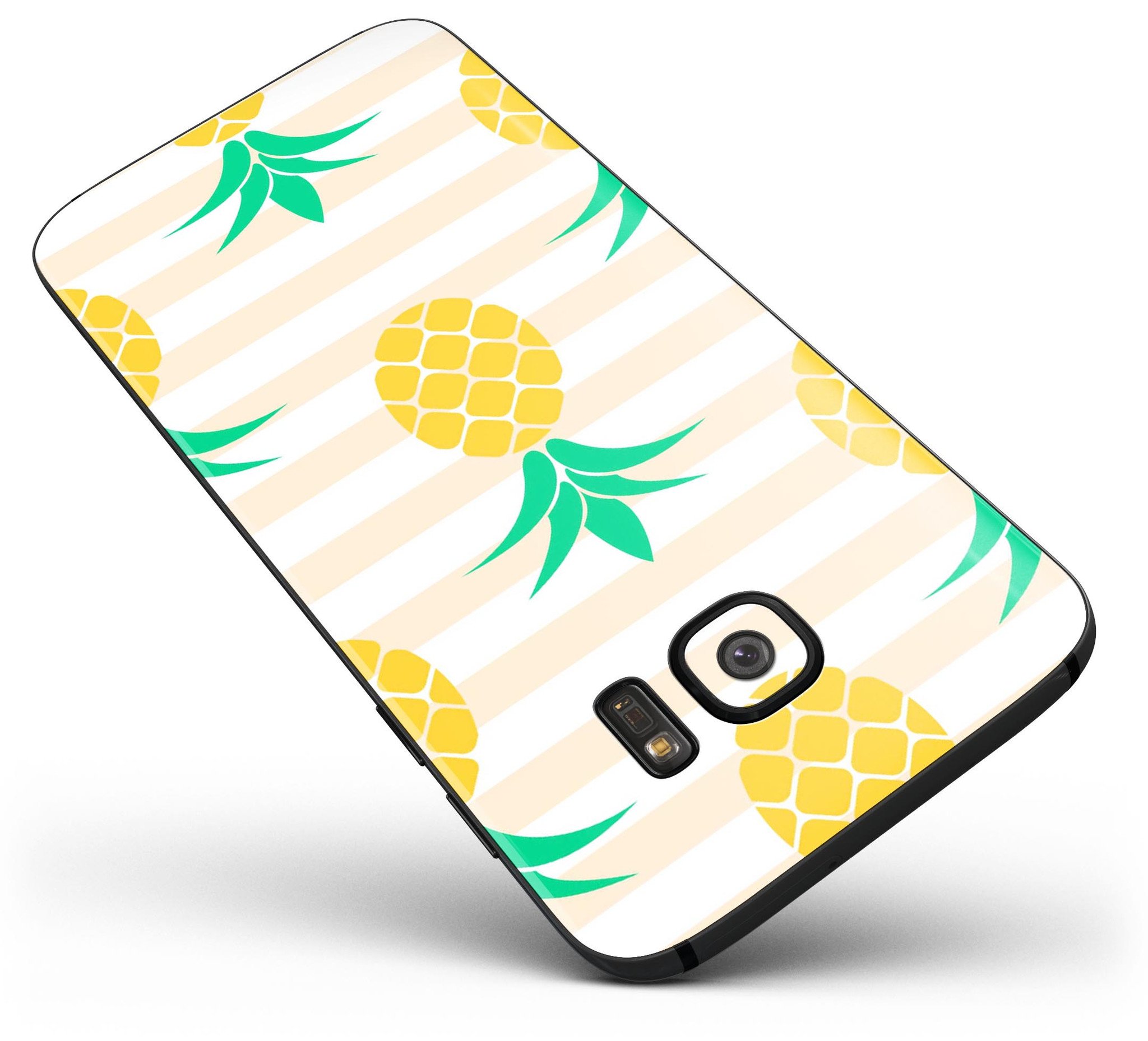 Cartoon Pineapples design skin for Samsung Galaxy S7/S7 Edge, showcasing vibrant colors and stylish stripes.