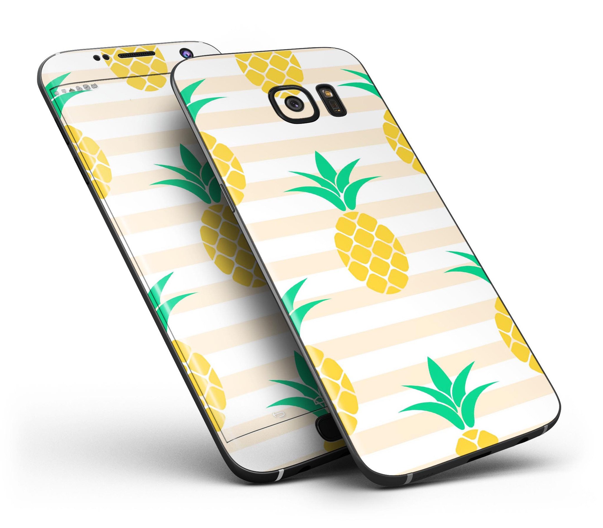 Cartoon Pineapples design skin for Samsung Galaxy S7/S7 Edge, showcasing vibrant colors and stylish stripes.