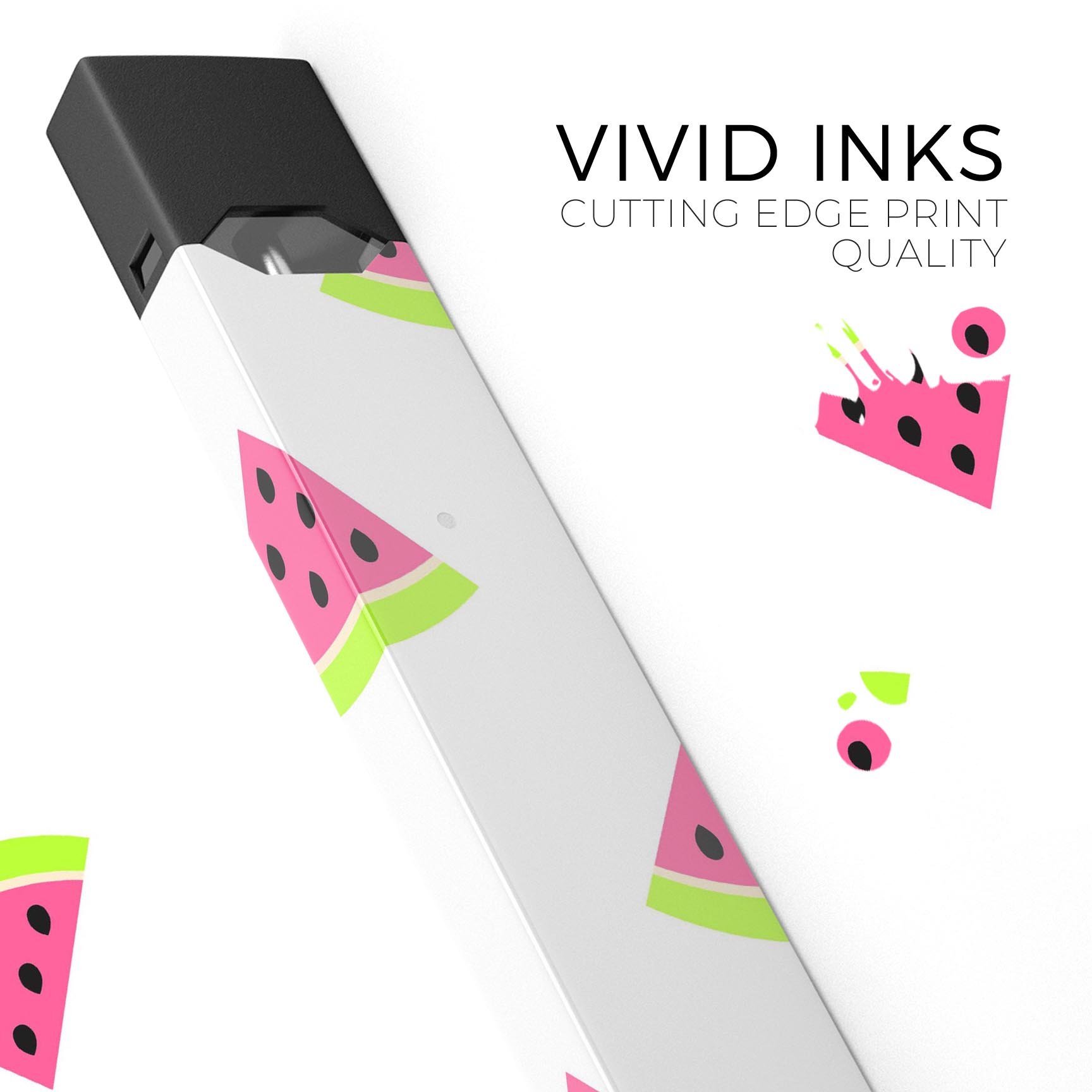 Cartoon Watermelon Pattern skin-wrap for JUUL vaping device, showcasing vibrant colors and a fun design.