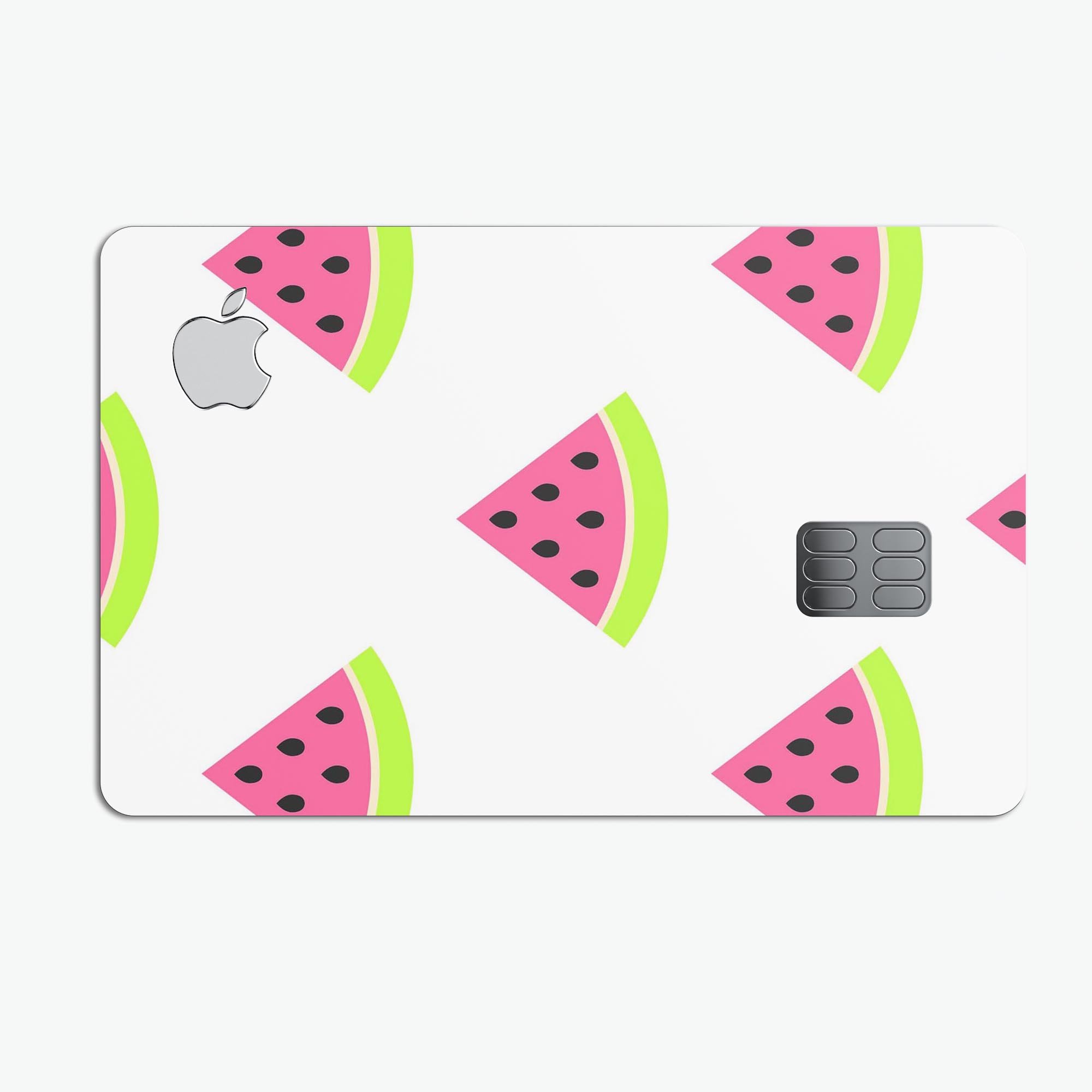 Cartoon Watermelon Pattern skin for Apple Card, showcasing vibrant colors and a fun design.