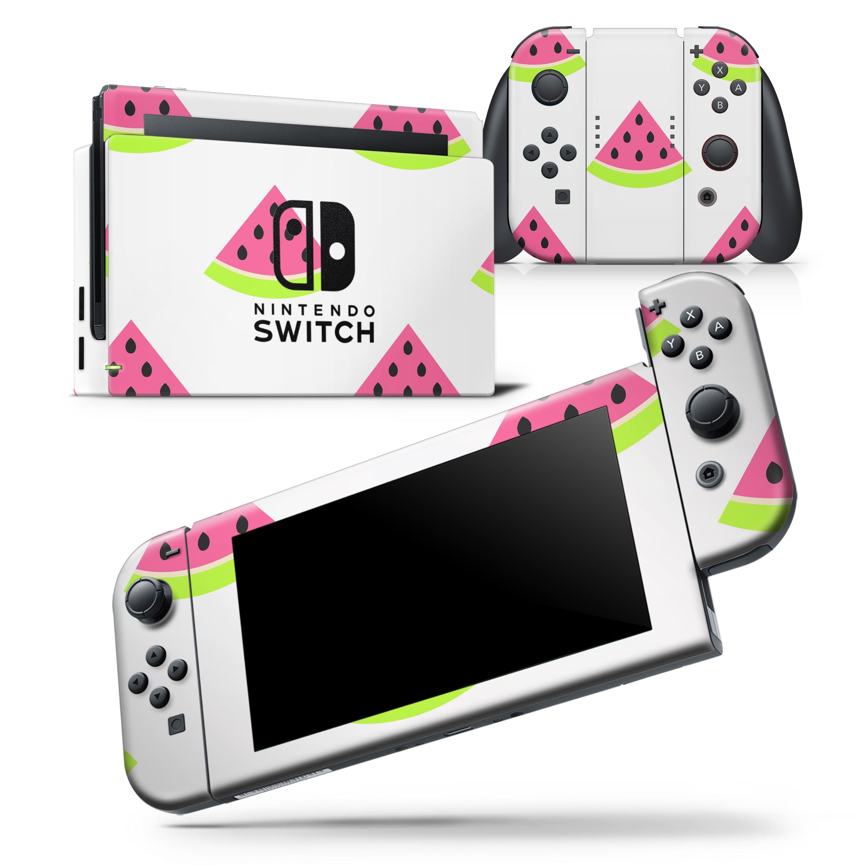 Cartoon Watermelon Pattern skin wrap decal for Nintendo Switch Lite, showcasing vibrant colors and a playful design.