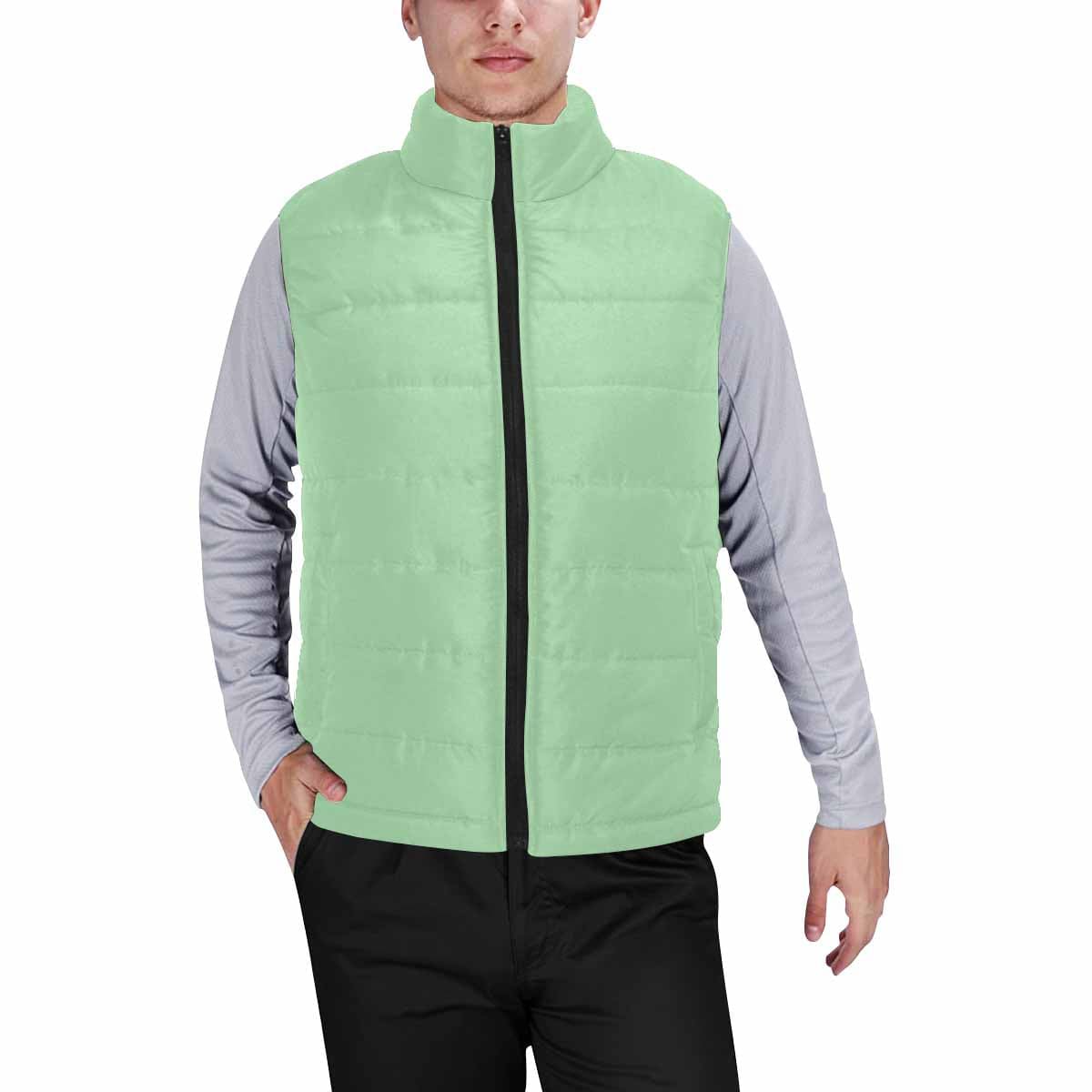 Celadon Green Men's Padded Vest featuring a quilted design and zipper closure, perfect for layering in cool weather.