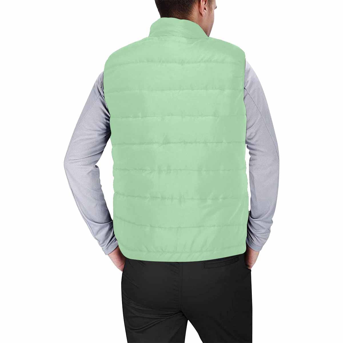 Celadon Green Men's Padded Vest featuring a quilted design and zipper closure, perfect for layering in cool weather.