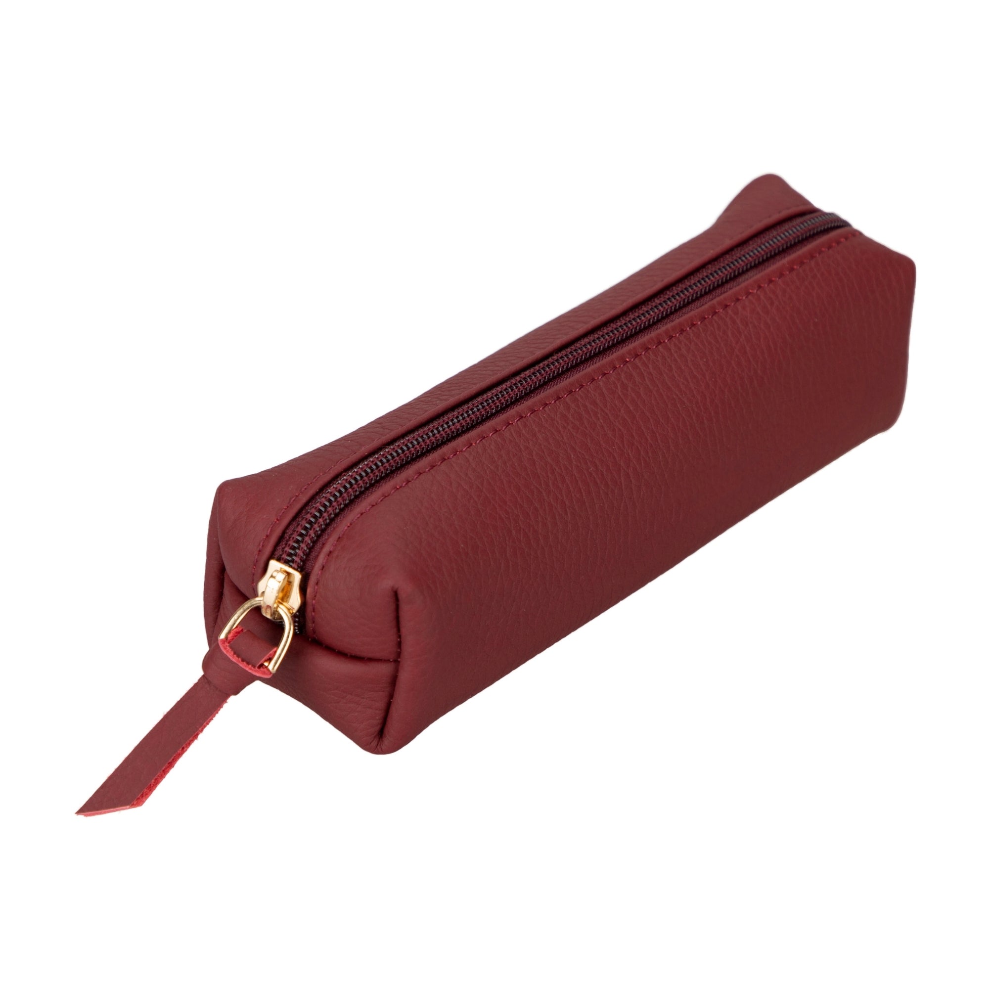 Centennial Multipurpose Leather Pencil Case and Makeup Bag in full-grain leather, showcasing its elegant design and durable zipper.