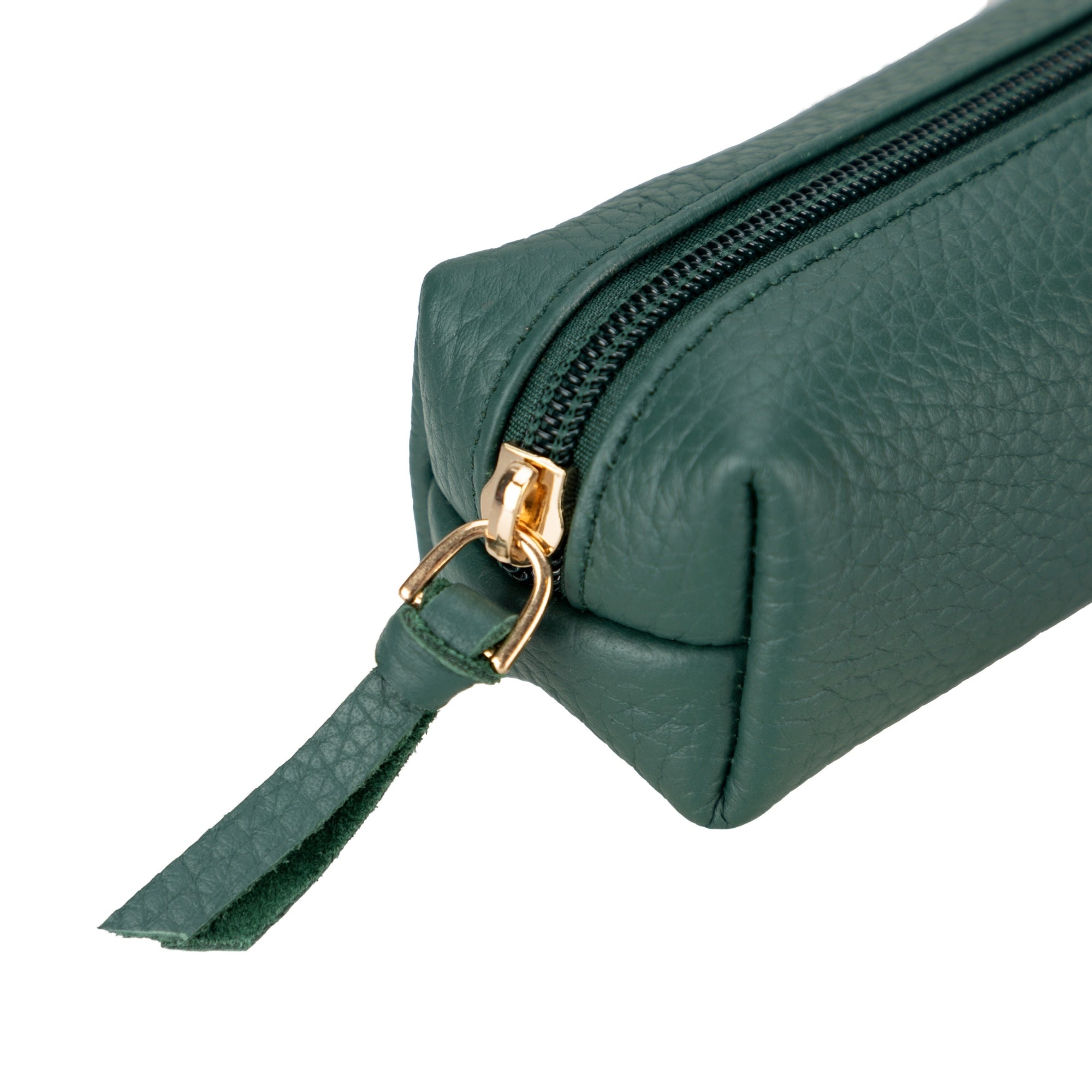 Centennial Multipurpose Leather Pencil Case and Makeup Bag in full-grain leather, showcasing its elegant design and durable zipper.