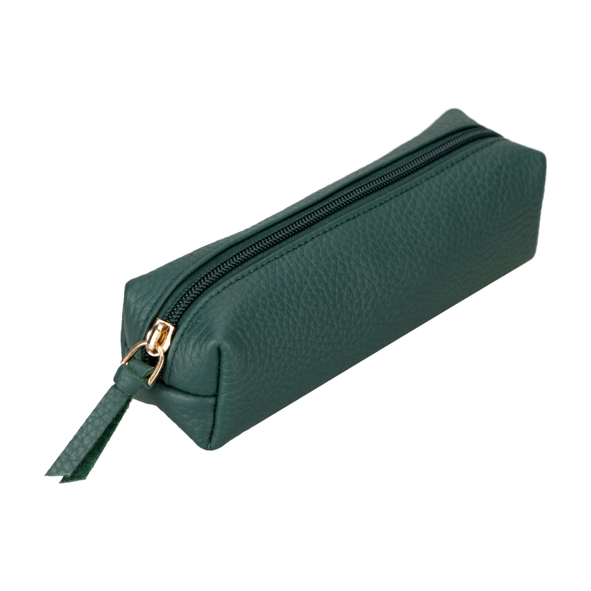 Centennial Multipurpose Leather Pencil Case and Makeup Bag in full-grain leather, showcasing its elegant design and durable zipper.