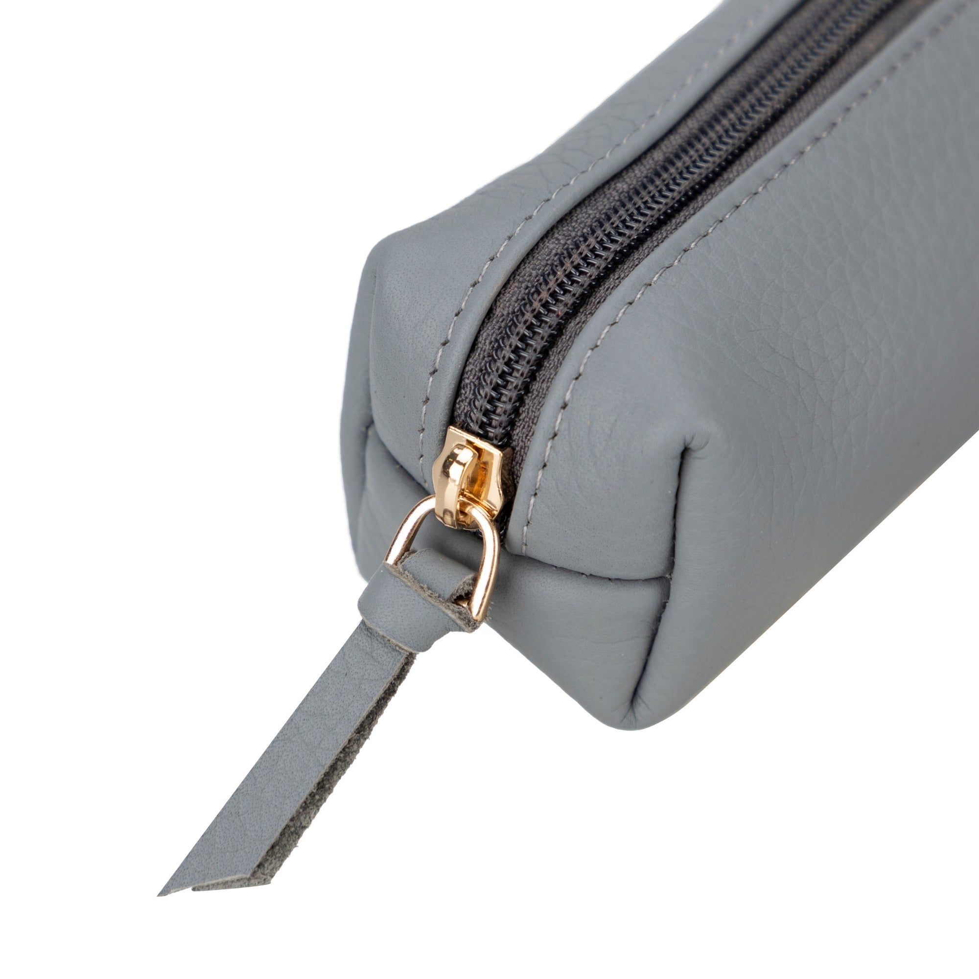 Centennial Multipurpose Leather Pencil Case and Makeup Bag in full-grain leather, showcasing its elegant design and durable zipper.