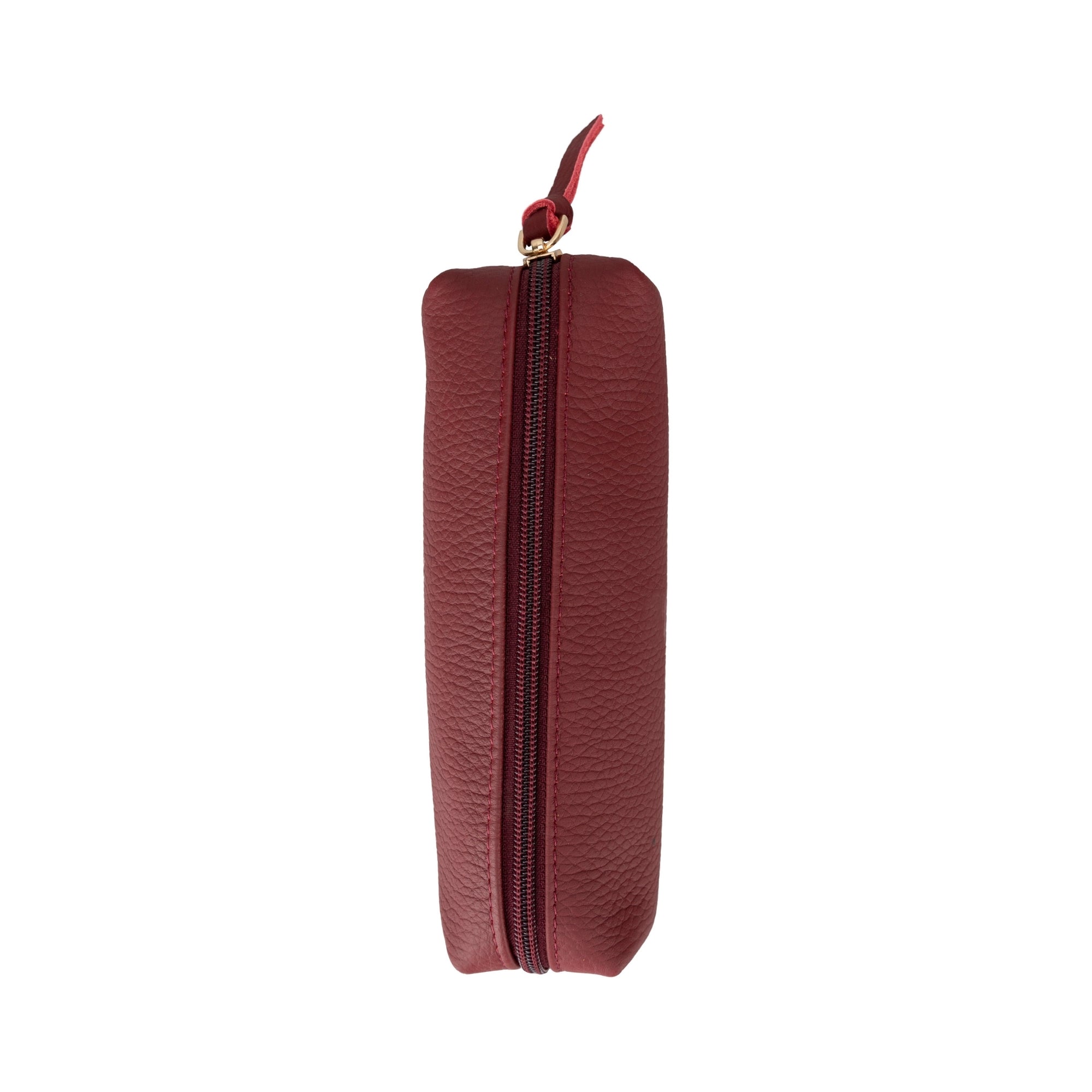 Centennial Multipurpose Leather Pencil Case and Makeup Bag in full-grain leather, showcasing its elegant design and durable zipper.