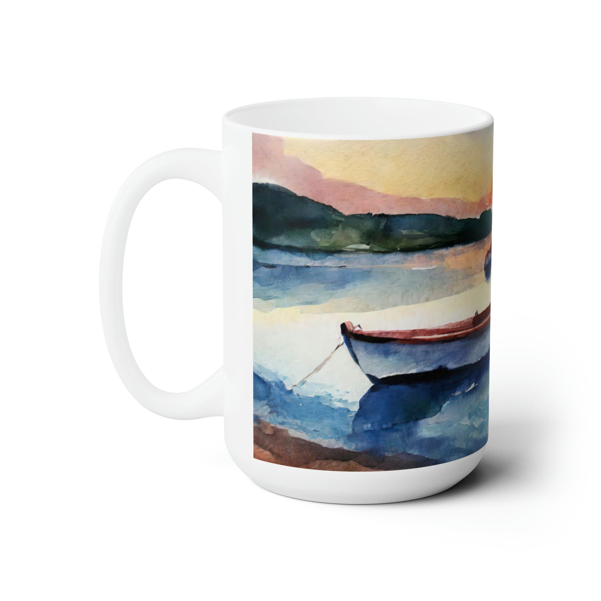 Ceramic mug featuring the Peace of God design with Echo of Hope illustration, perfect for hot and cold beverages.