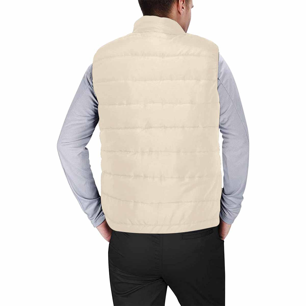 Champagne Beige Men's Padded Vest featuring a quilted design, zipper closure, and lightweight material, perfect for layering in cool weather.