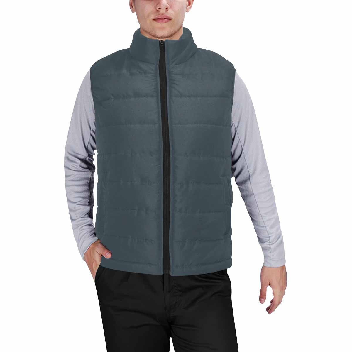 Charcoal Black Men's Padded Vest featuring a quilted design and zipper closure, perfect for layering in cool weather.