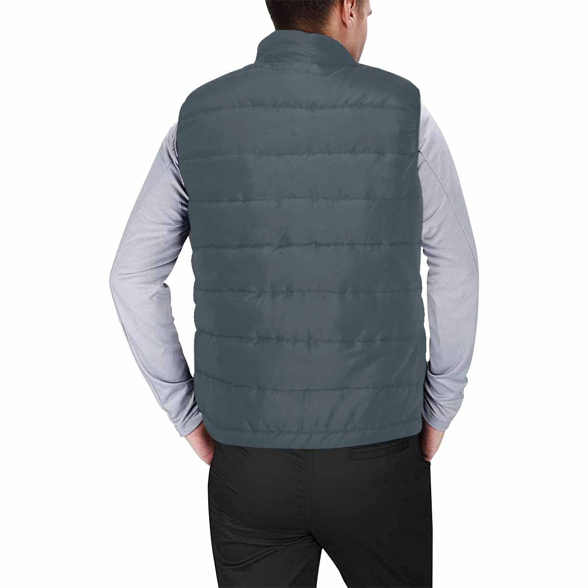 Charcoal Black Men's Padded Vest featuring a quilted design and zipper closure, perfect for layering in cool weather.