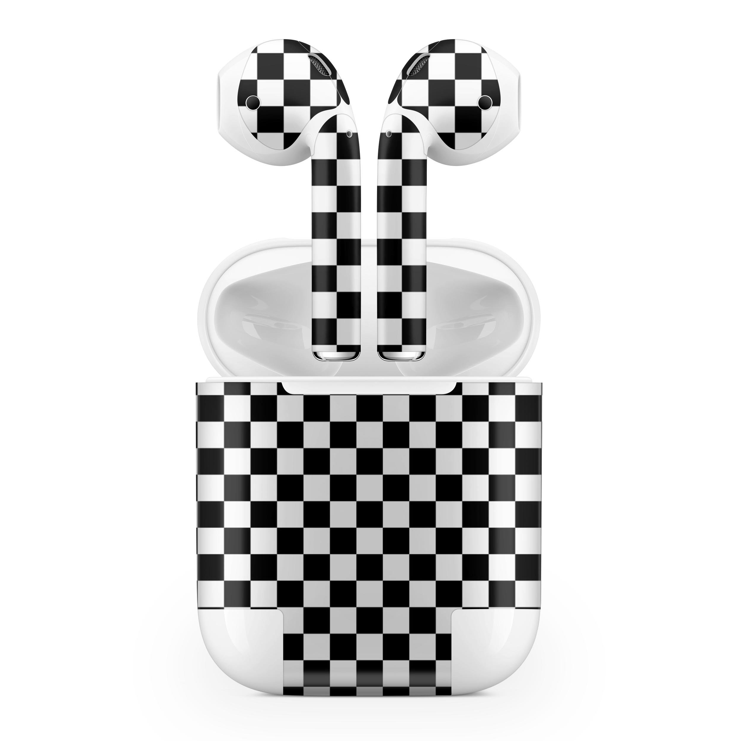 Checkerboard skin decal wrap kit for Apple AirPods, showcasing a stylish design and high-quality finish.