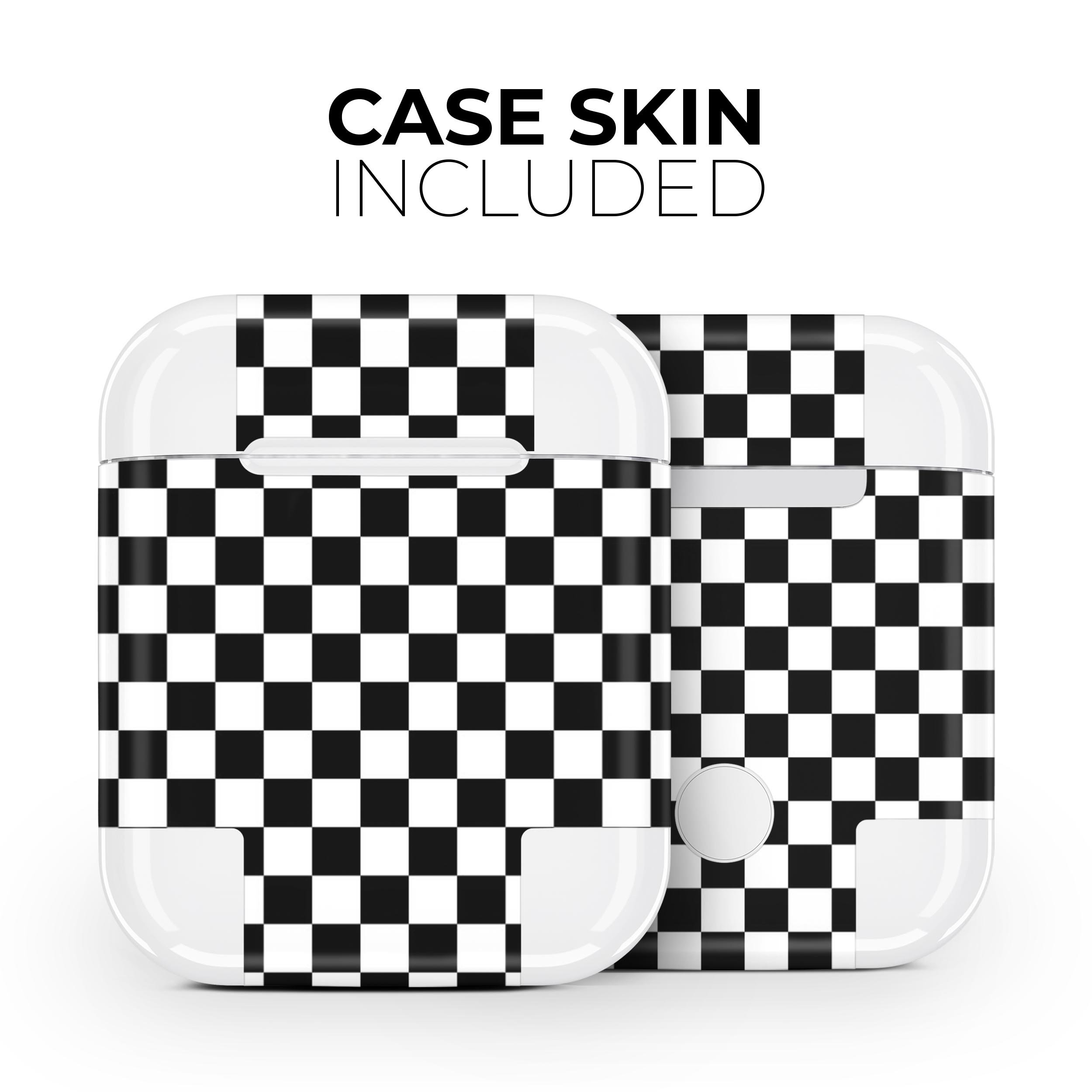 Checkerboard skin decal wrap kit for Apple AirPods, showcasing a stylish design and high-quality finish.