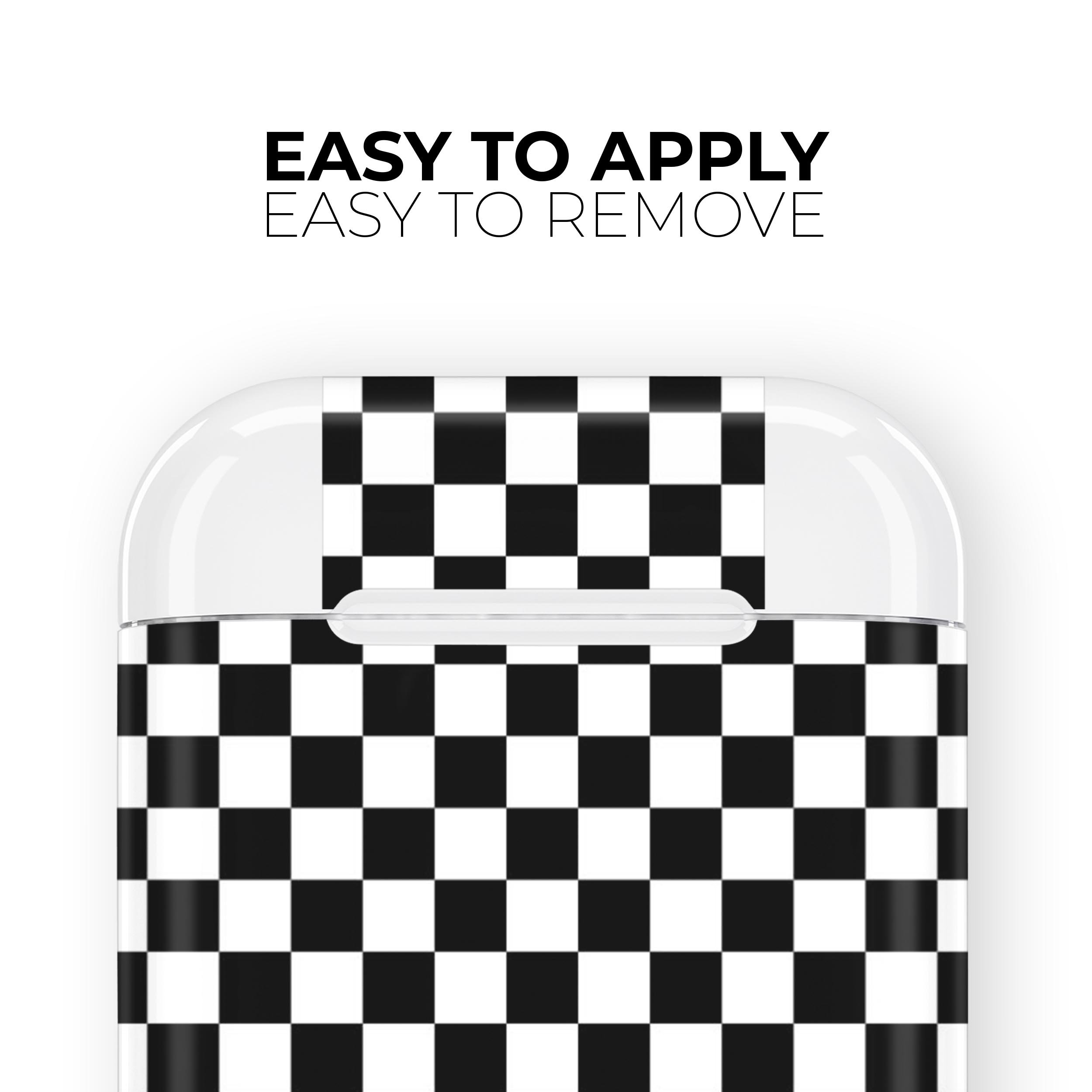 Checkerboard skin decal wrap kit for Apple AirPods, showcasing a stylish design and high-quality finish.