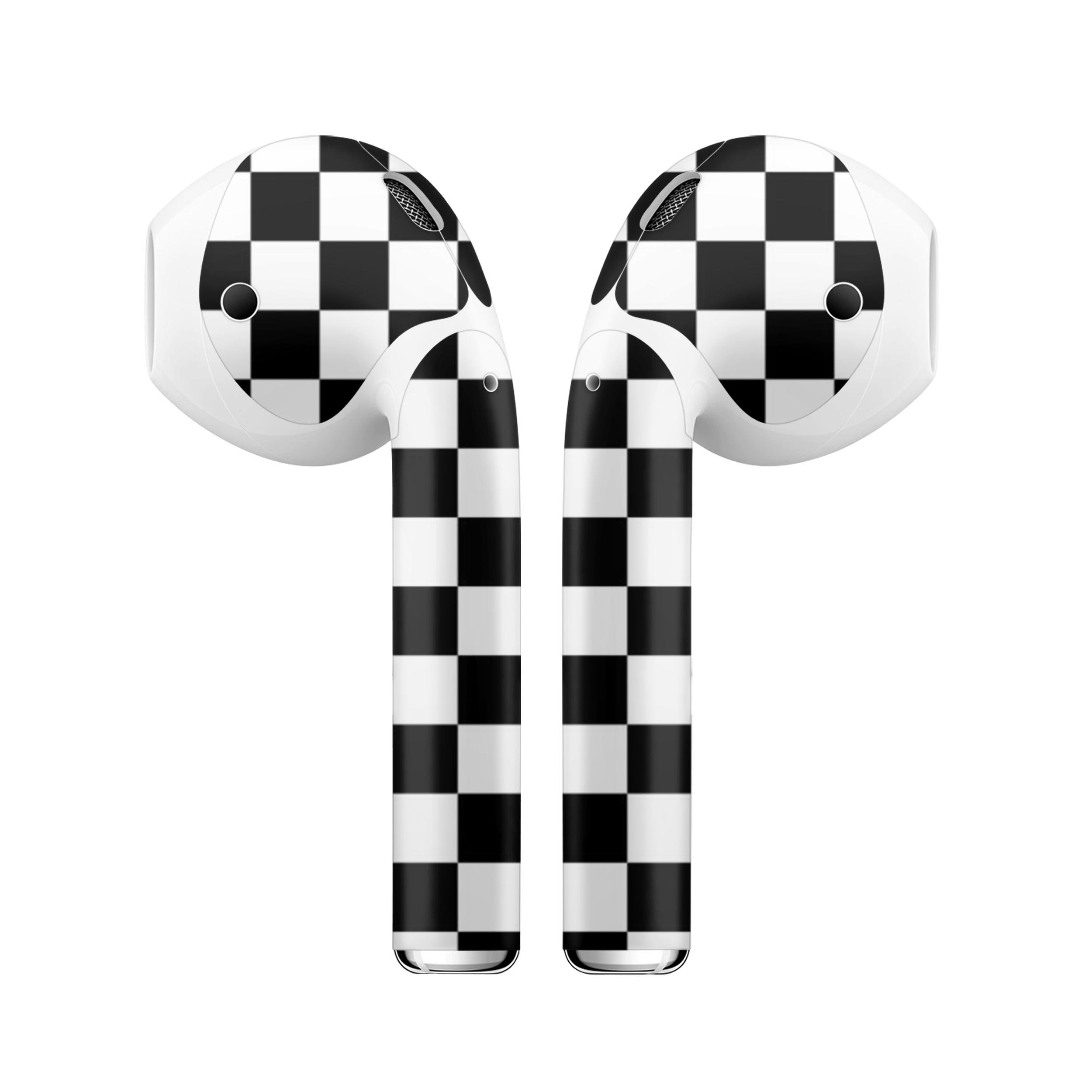 Checkerboard skin decal wrap kit for Apple AirPods, showcasing a stylish design and high-quality finish.