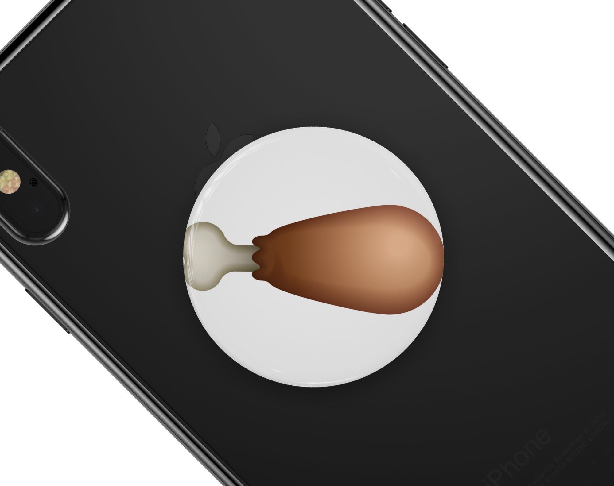 Chicken Leg Emoticon Emoji Skin Kit for PopSockets, featuring a fun and colorful design on a premium vinyl material.